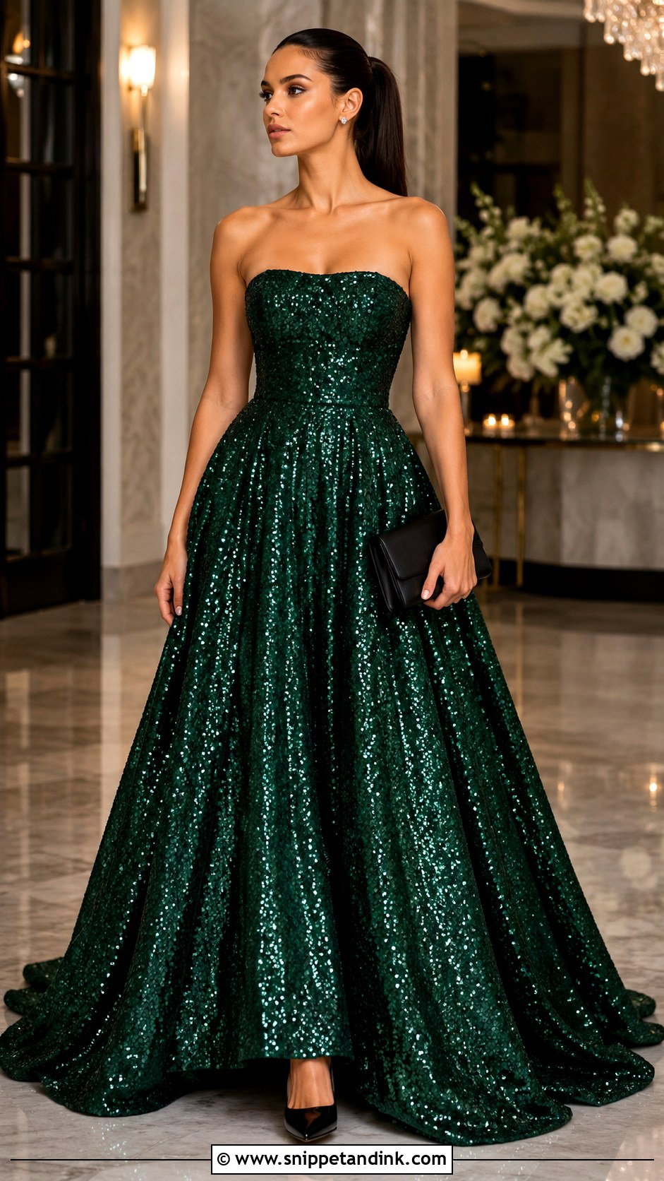 Emerald Green Sequin Ball Gown - Snippet and Ink - 20 Green Ball Gown Dress Ideas