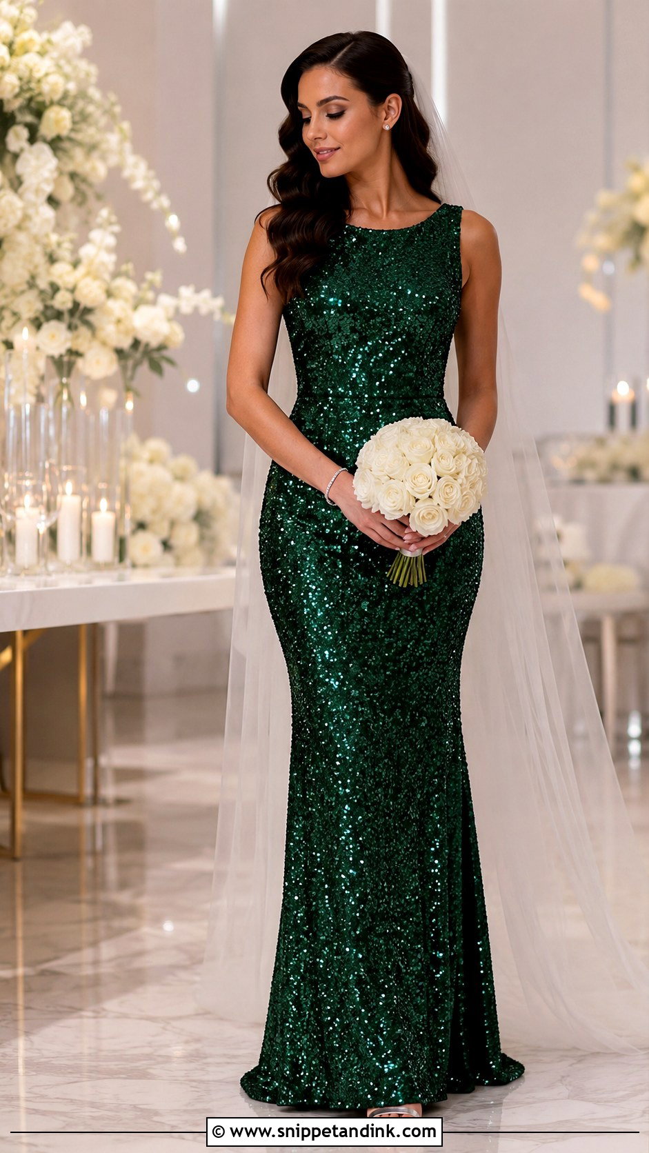 Emerald Green Sequin Bridal Dress - Snippet and Ink - 20 Emerald Green Bridal Dress Ideas
