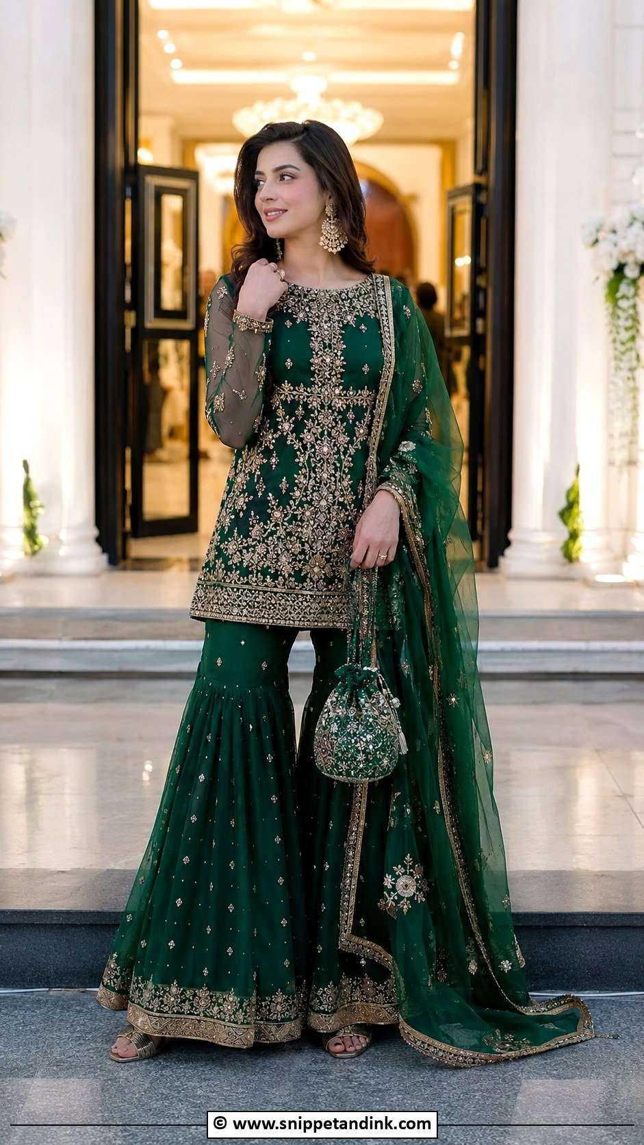 Emerald Green Sharara Barat Dress - Snippet and Ink - 30 Barat Dresses Pakistani for Sisters