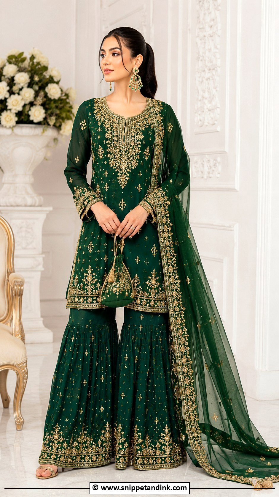 Emerald Green Sharara Barat Dress - Snippet and Ink - 30 Barat Dress Ideas
