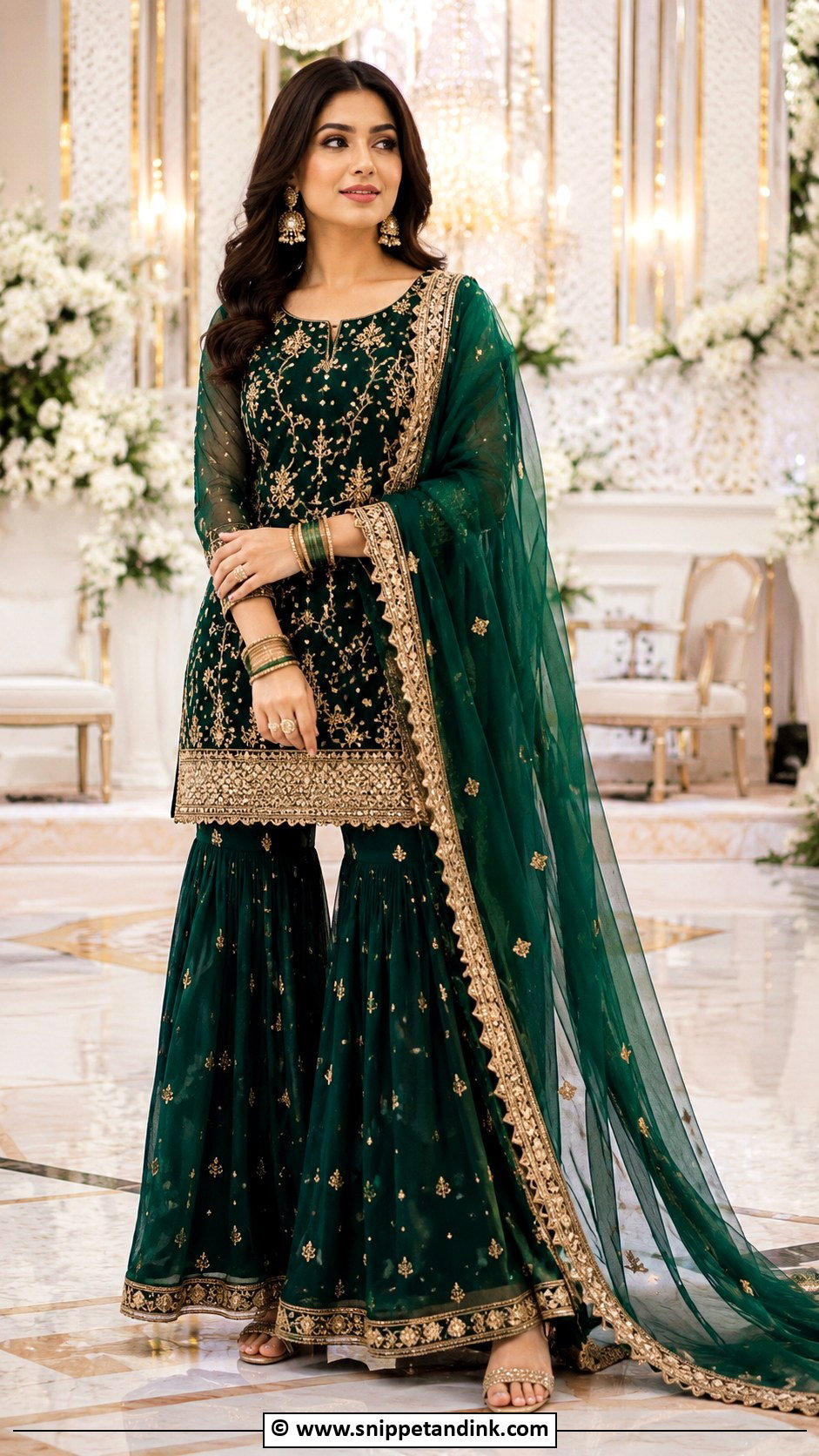 Emerald Green Sharara For Barat - Snippet and Ink - 25 Barat Dresses for Bride Sister