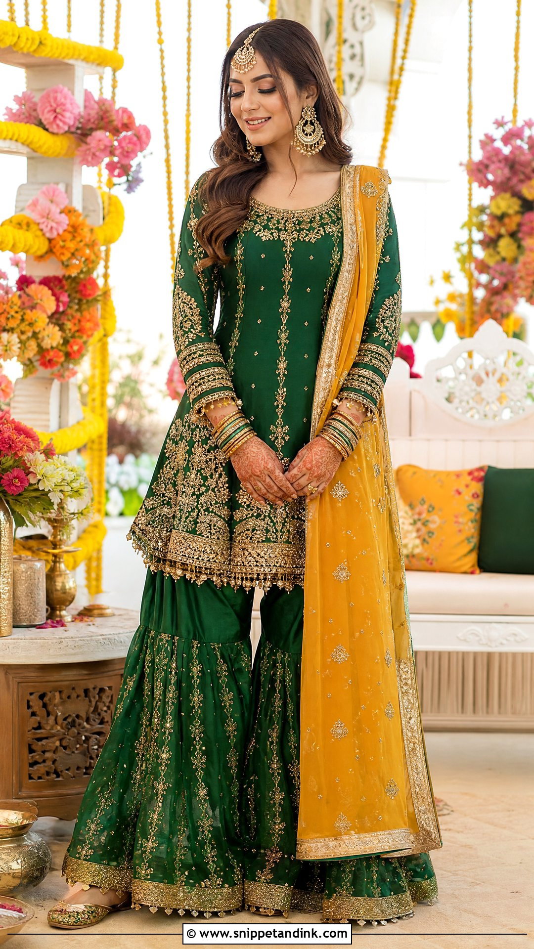 Emerald Green Sharara Pakistani Wedding Dress - Snippet and Ink - 20 New Pakistani Wedding Dresses