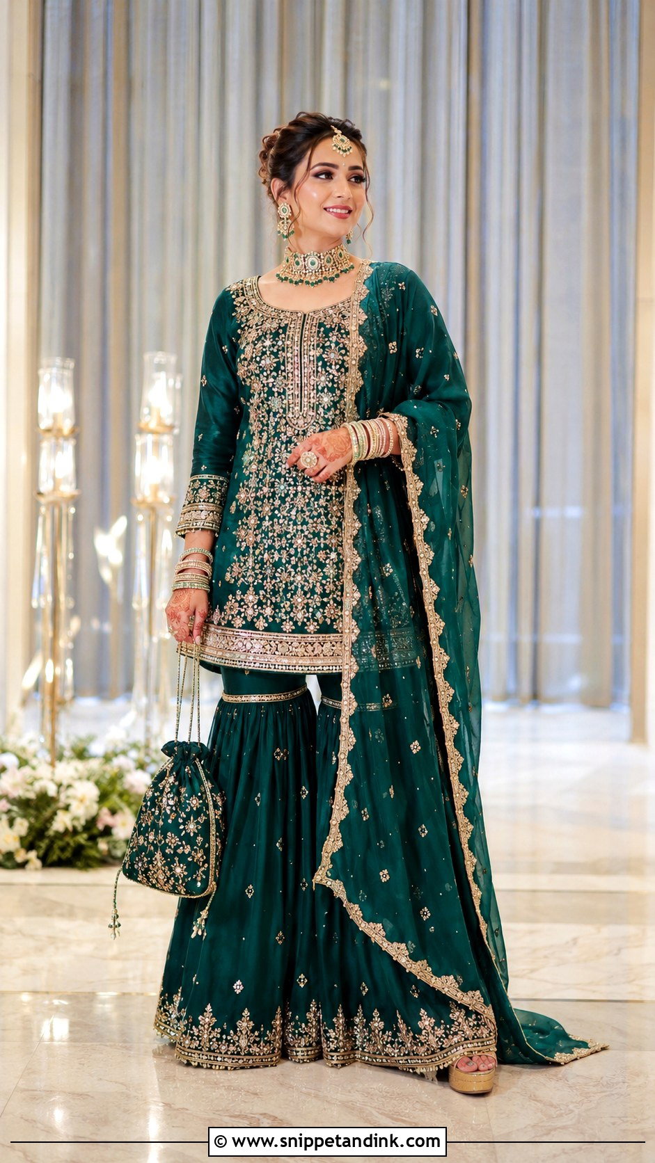 Emerald Green Sharara Punjabi Bridal Suit - Snippet and Ink - 20 Indian Punjabi Bridal Suits