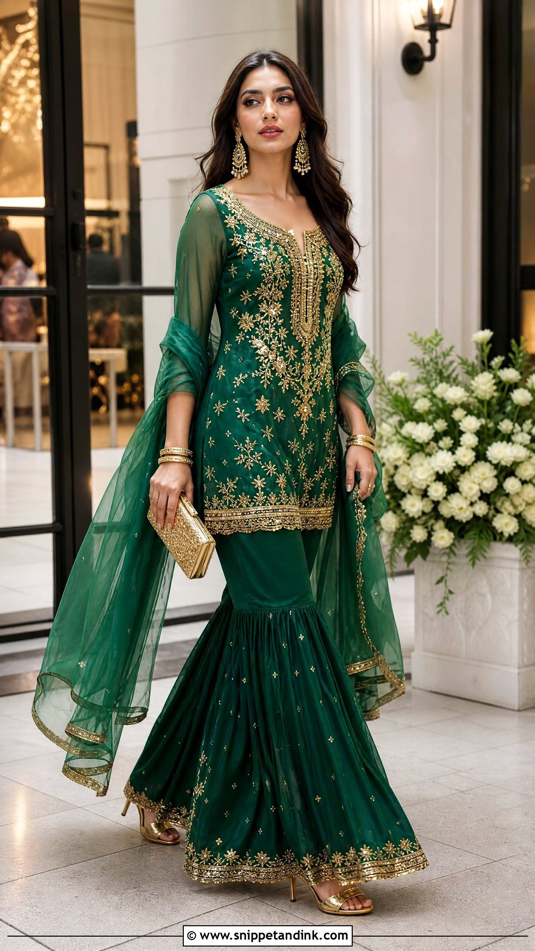 Emerald Green Sharara Salwar Suit - Snippet and Ink - 20 Wedding Salwar Suits