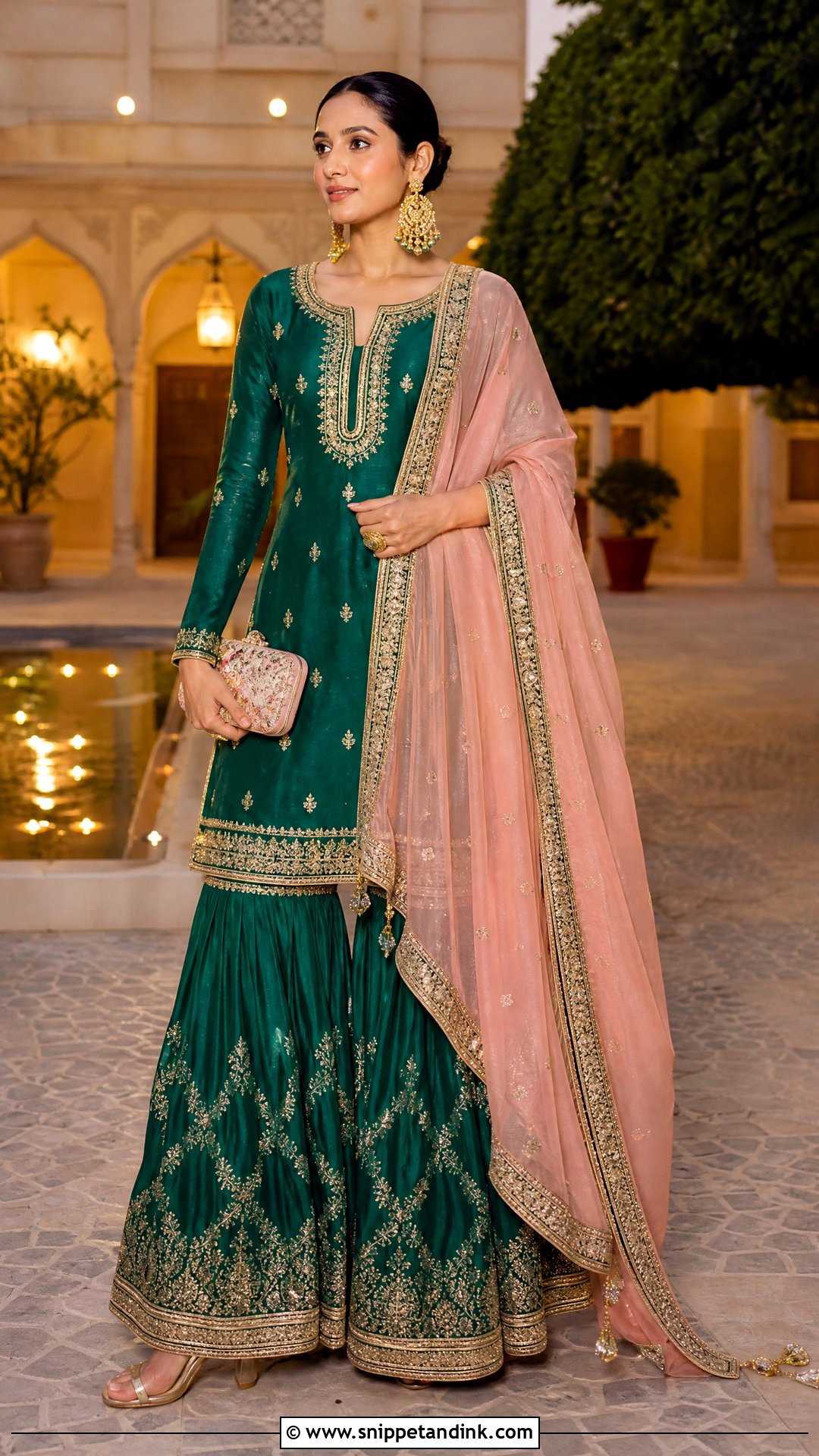 Emerald Green Sharara Set - Snippet and Ink - 20 Sharara Designs Party Wear Indian Weddings