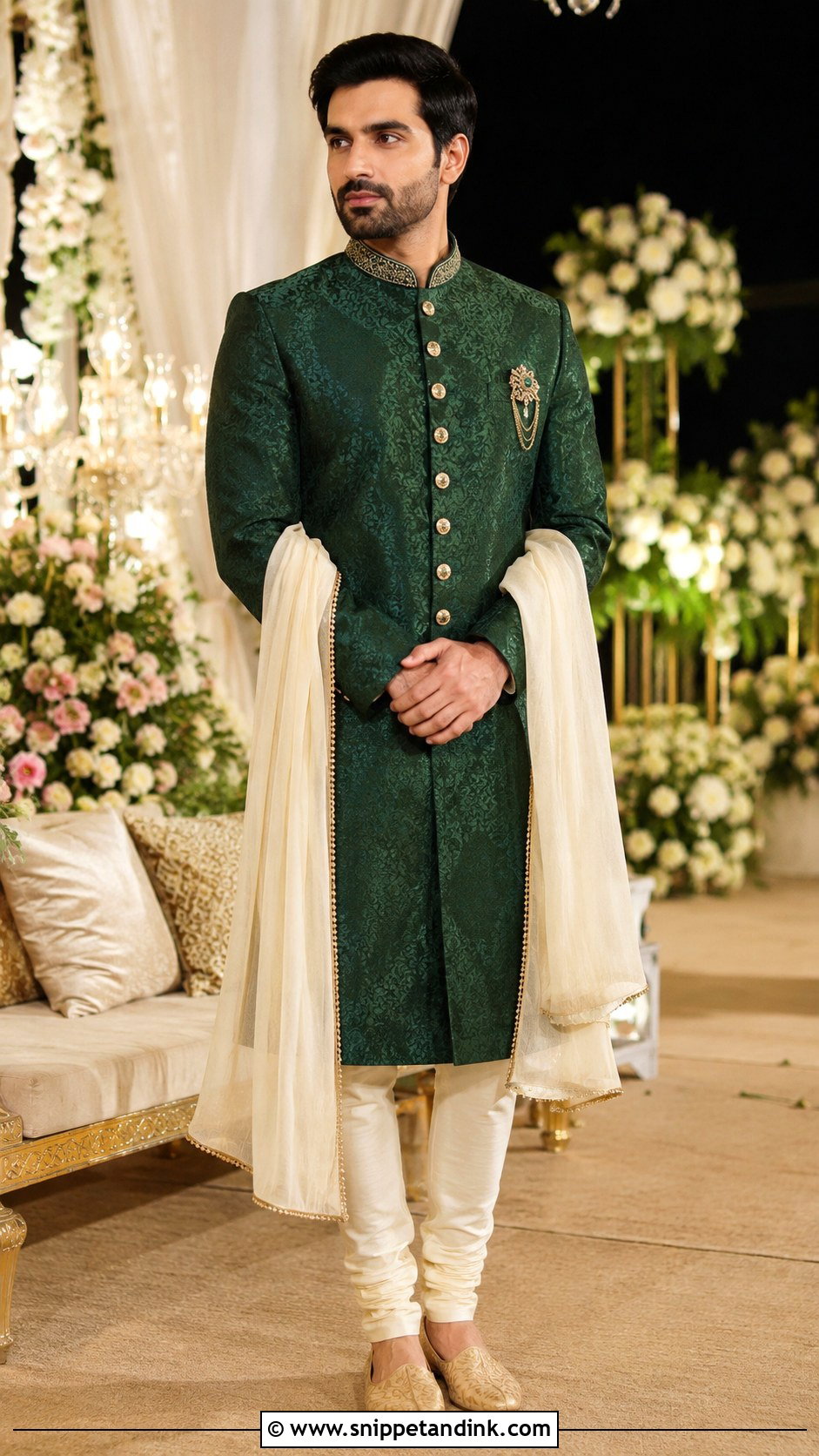 Emerald Green Sherwani Brother Wedding Outfit - Snippet and Ink - 20 Brother Outfit for Sister Wedding Ideas