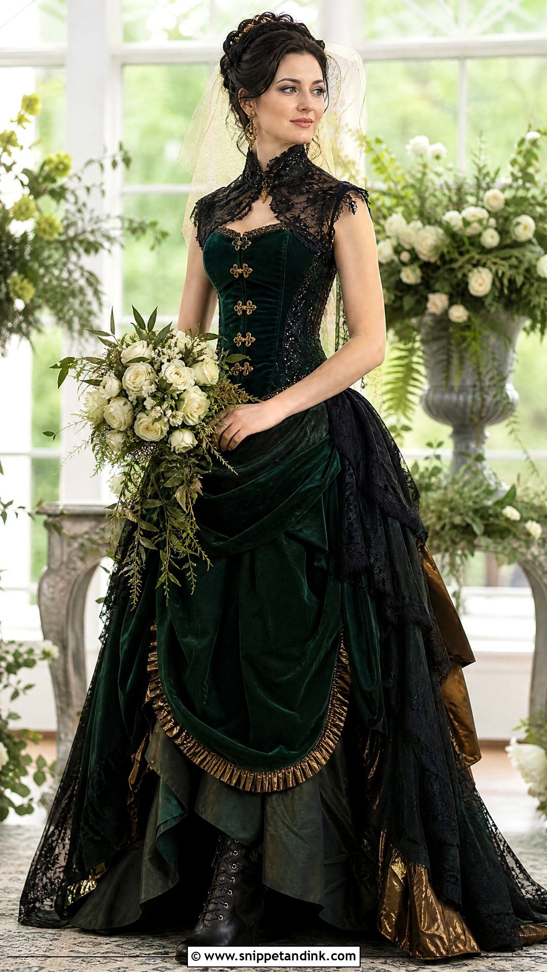 Emerald Green Steampunk Wedding Dress - Snippet and Ink - 25 Steampunk Wedding Dress Ideas