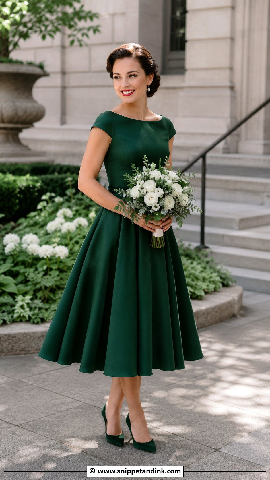 Emerald Green Tea Length Wedding Dress - Snippet and Ink - 30 Emerald Green Wedding Dress Ideas