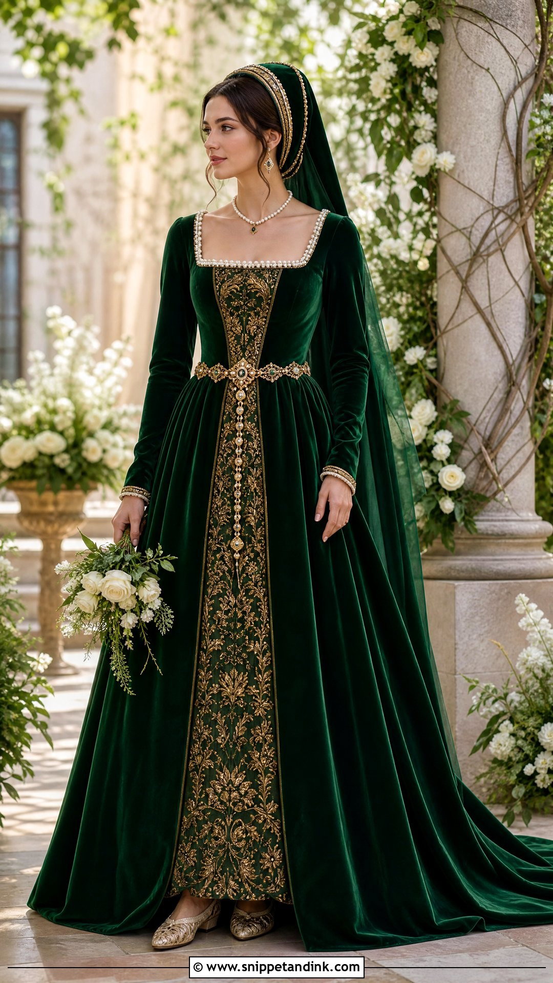 Emerald Green Tudor Wedding Dress - Snippet and Ink - 20 Tudor Wedding Dress Ideas