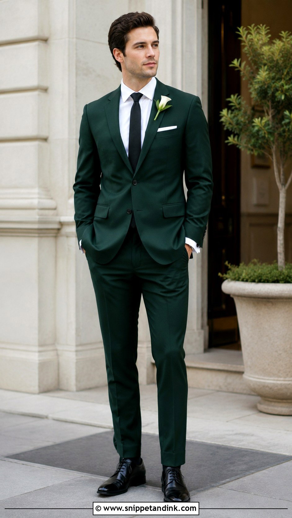 Emerald Green Tuxedo With Black Necktie - Snippet and Ink - 20 Emerald Green Tuxedo Wedding Ideas