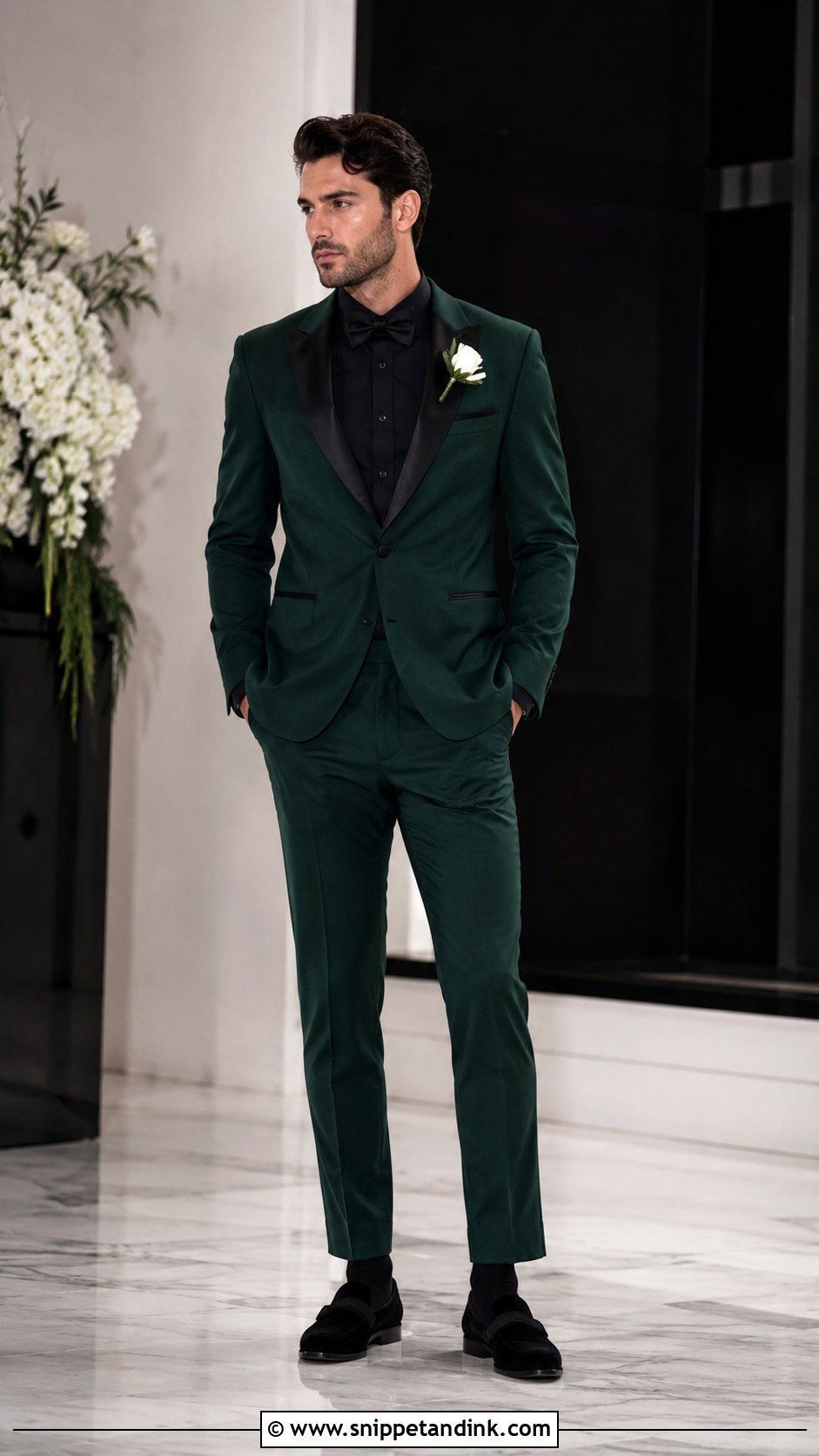 Emerald Green Tuxedo With Black Shirt - Snippet and Ink - 20 Emerald Green Tuxedo Wedding Ideas
