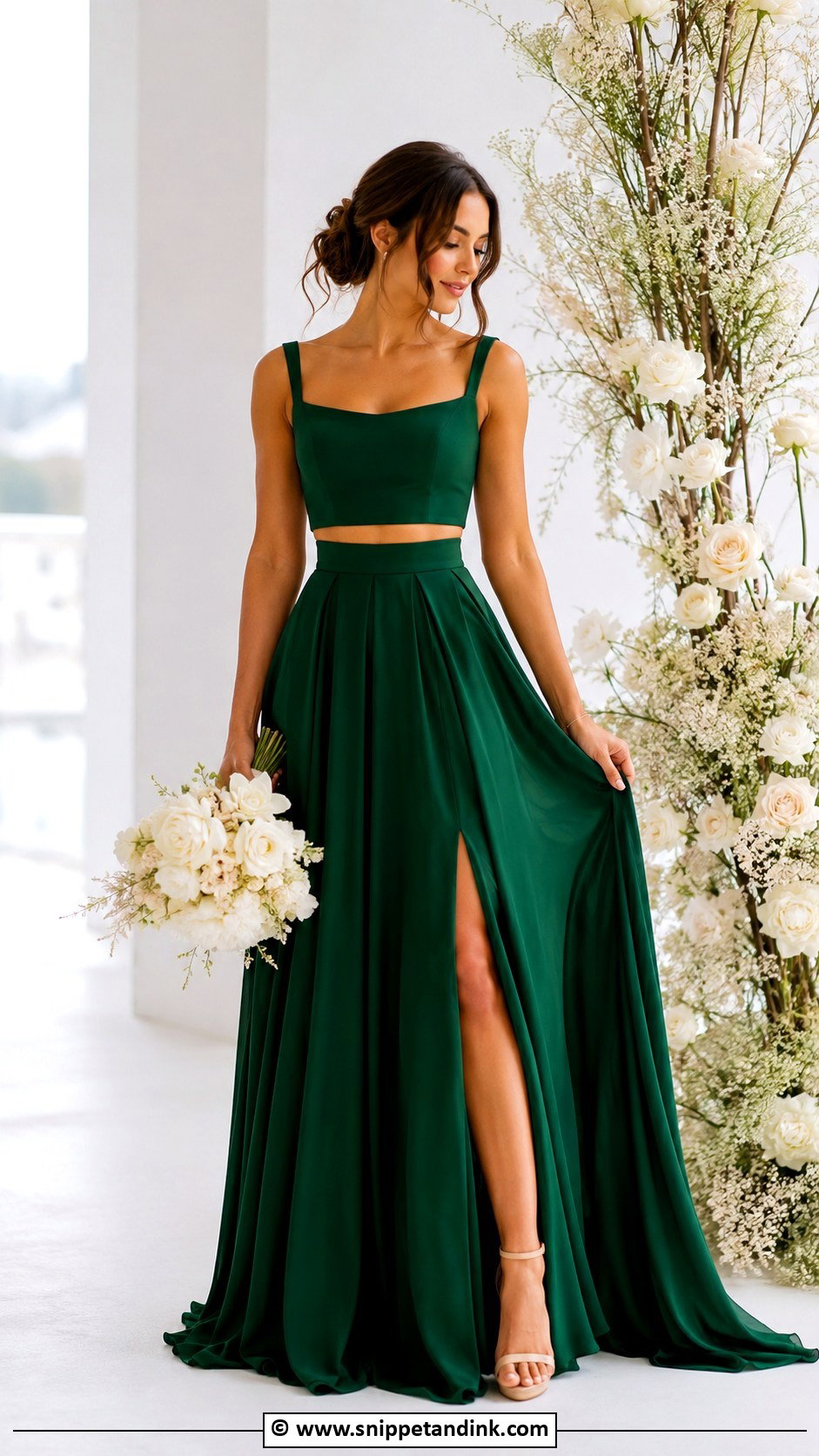 Emerald Green Two Piece Wedding Dress - Snippet and Ink - 30 Emerald Green Wedding Dress Ideas