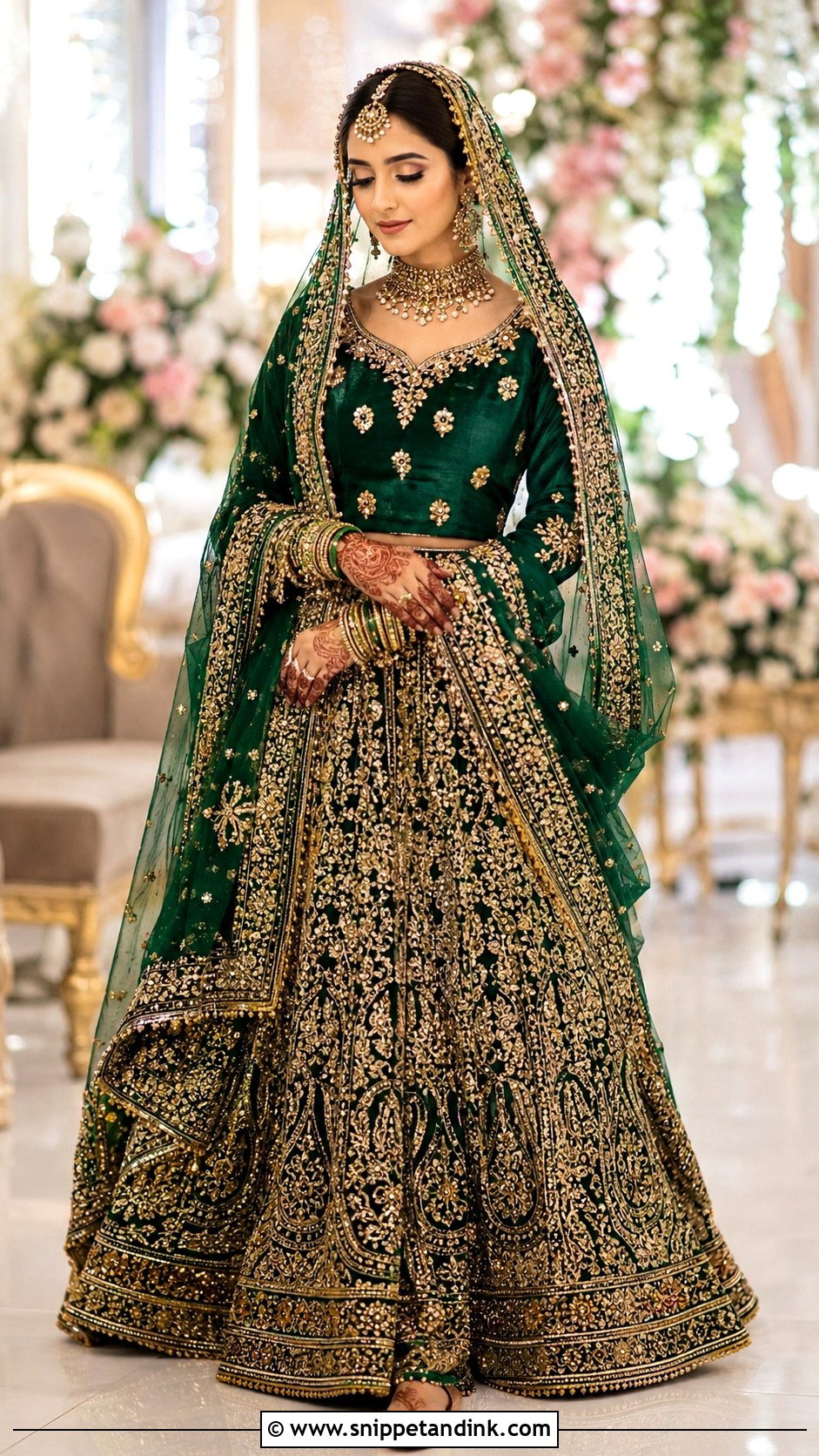 Emerald Green Velvet Bridal Lehenga - Snippet and Ink - 20 Emerald Green Pakistani Bridal Dress Ideas