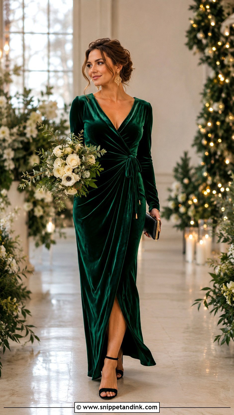 Emerald Green Velvet Bridesmaid Dress - Snippet and Ink - 20 Bride's Maid Dress Ideas