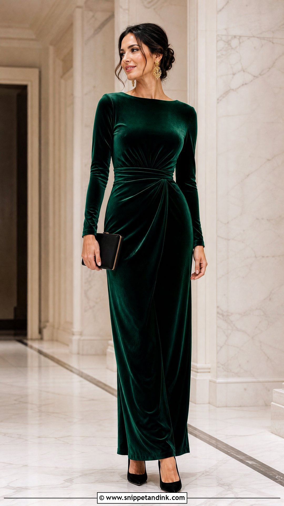 Emerald Green Velvet Evening Gown - Snippet and Ink - 20 Regal Dress Gowns
