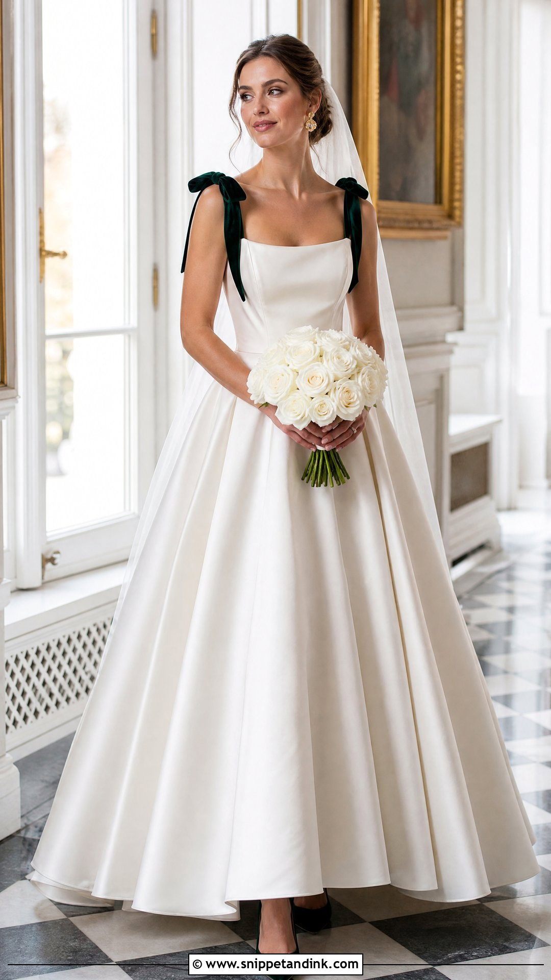 Emerald Green Velvet Strap Wedding Dress - Snippet and Ink - 20 Wedding Dress with Green Detail Ideas