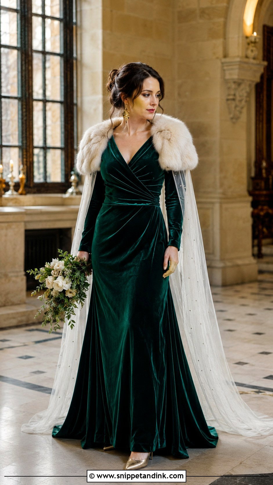 Emerald Green Velvet Wedding Dress - Snippet and Ink - 20 Colour Wedding Dress Ideas