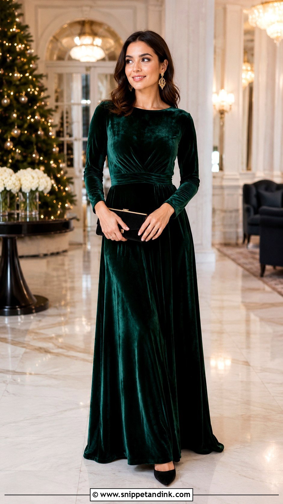 Emerald Green Velvet Wedding Guest Dress - Snippet and Ink - 20 Black Tie Wedding Dresses