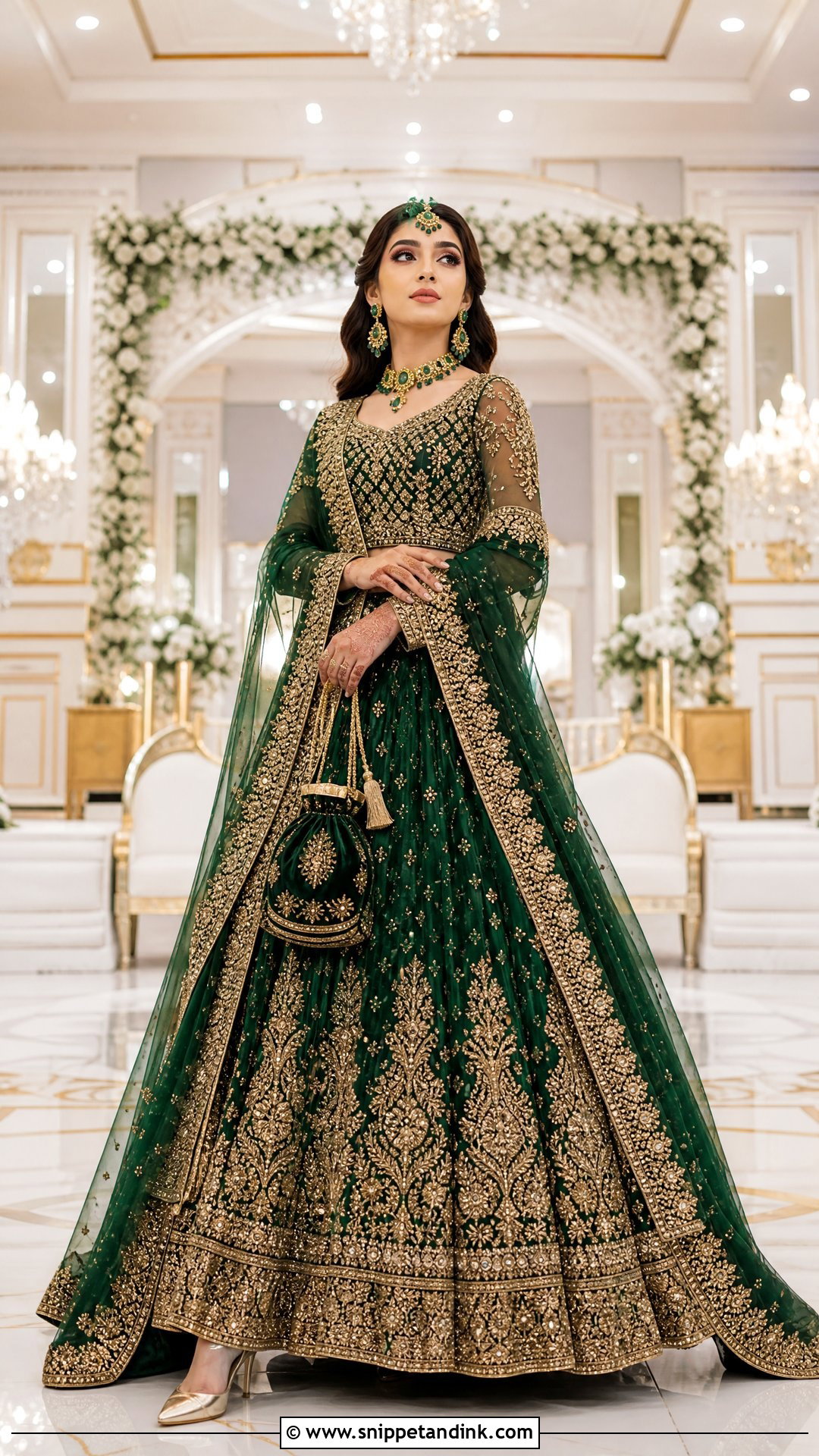 Emerald Green Walima Dress - Snippet and Ink - 20 Walima Dress Colours