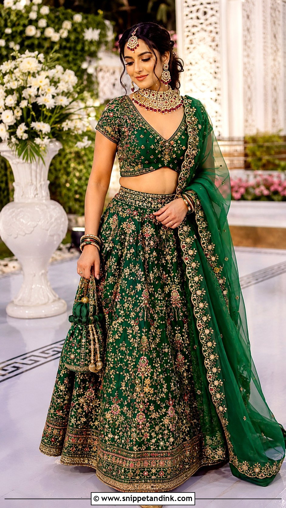 Emerald Green Wedding Chaniya Choli - Snippet and Ink - 20 Wedding Chaniya Choli Ideas