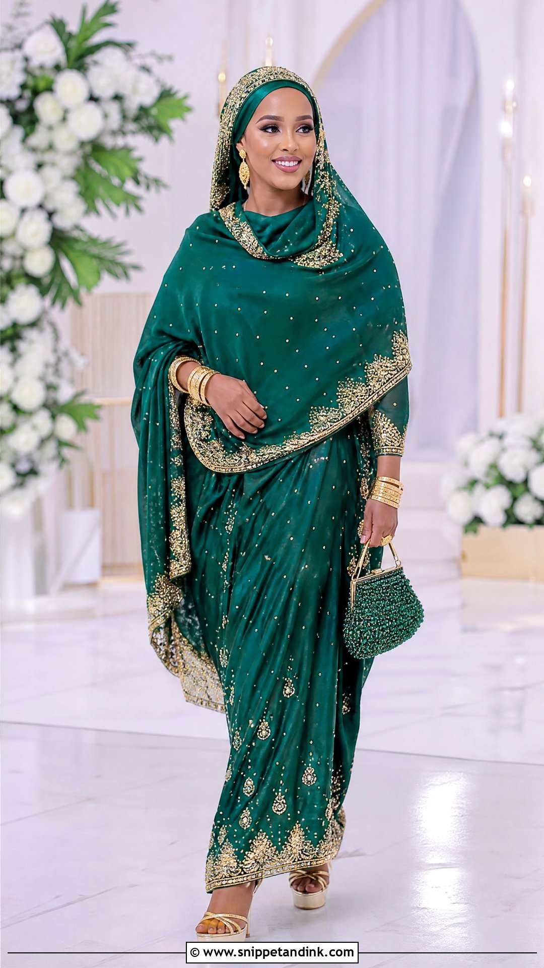Emerald Green Wedding Dirac With Gold Crystals - Snippet and Ink - 20 Wedding Dirac Ideas