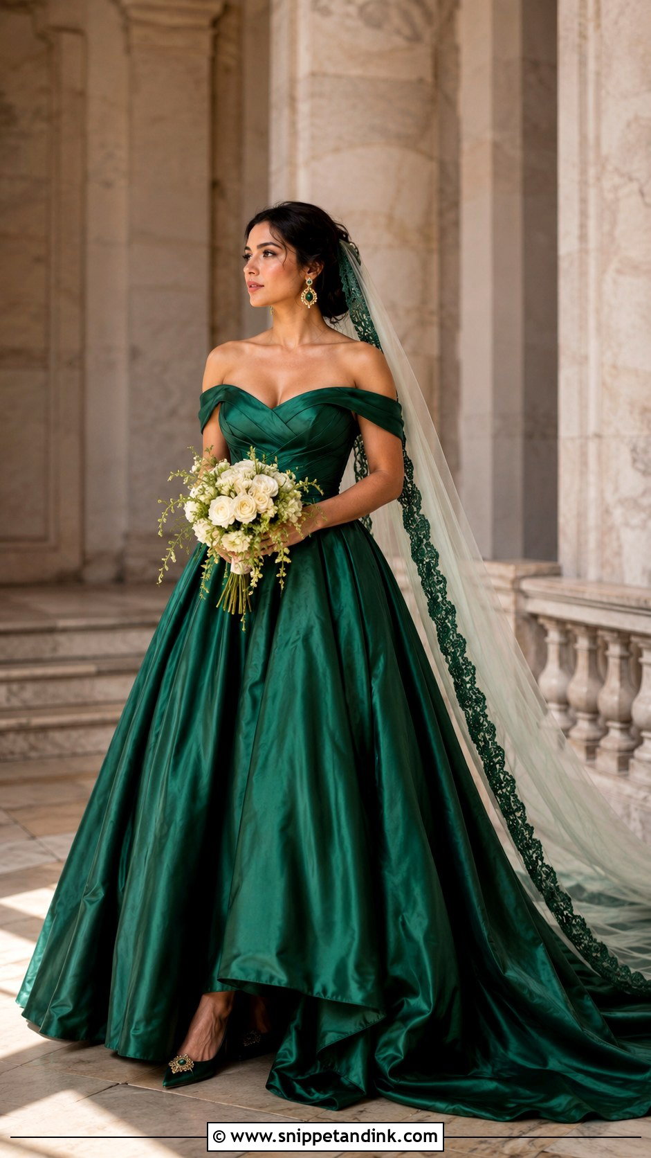 Emerald Green Wedding Dress - Snippet and Ink - 20 Alternative Wedding Dress Color Ideas