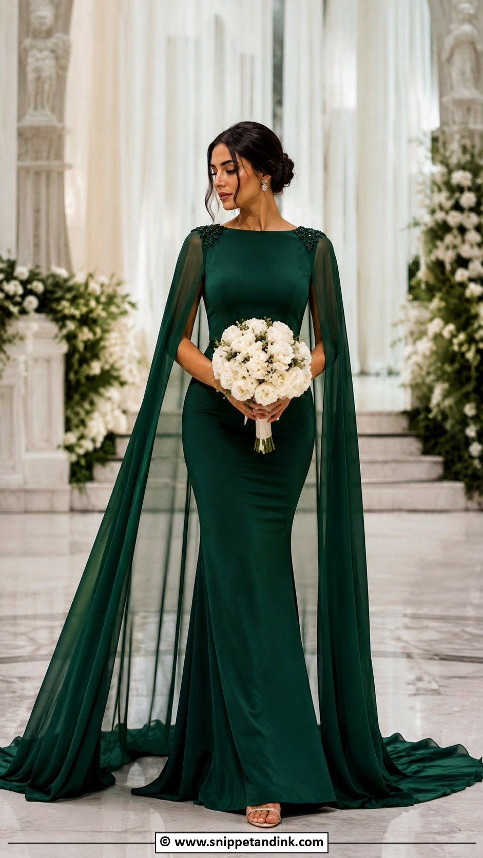 Emerald Green Wedding Dress With Cape - Snippet and Ink - 30 Emerald Green Wedding Dress Ideas