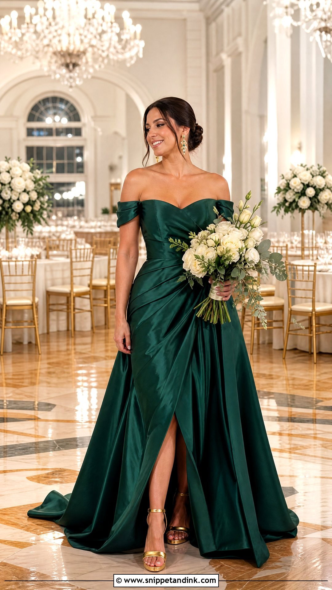 Emerald Green Wedding Dress With Gold Heels - Snippet and Ink - 25 Green Wedding Dress for Bride Ideas