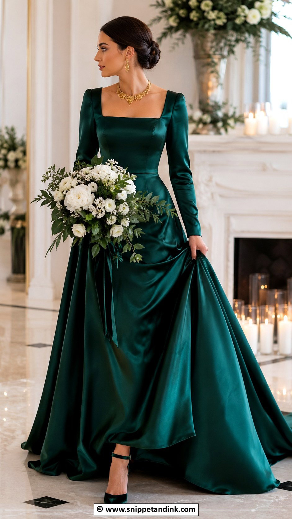Emerald Green Wedding Dress With Velvet Heels - Snippet and Ink - 30 Colorful Wedding Dress Ideas