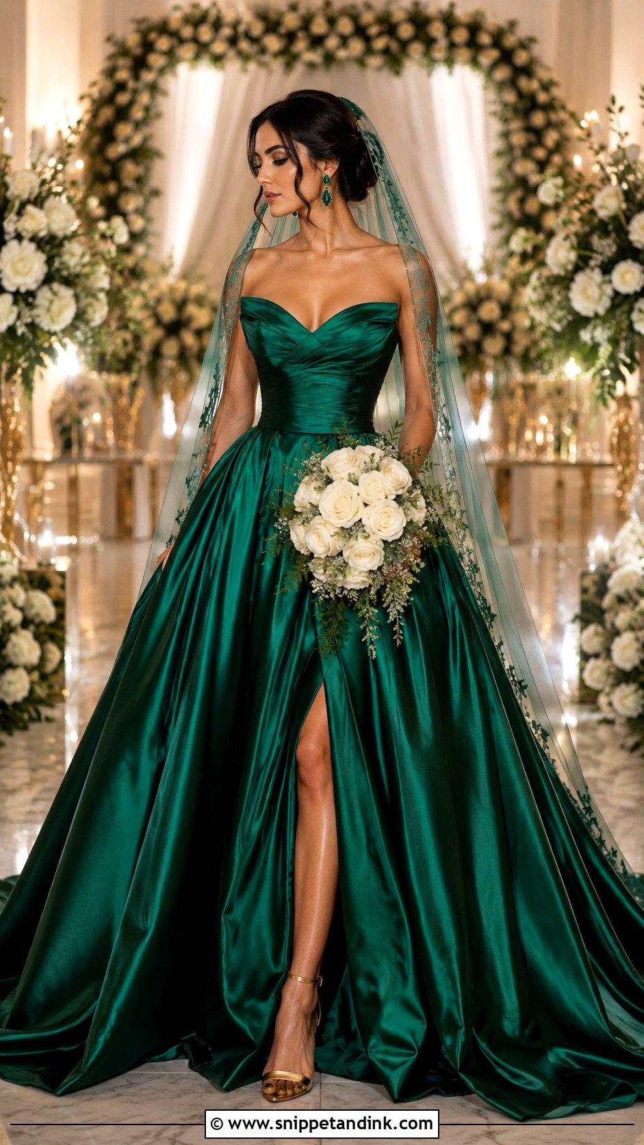 Emerald Green Wedding Gown - Snippet and Ink - 25 Colored Wedding Gowns