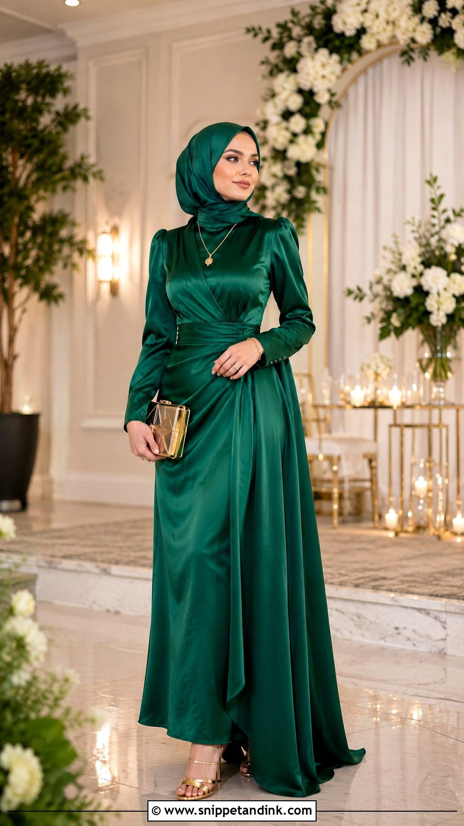 Emerald Green Wedding Outfit With Hijab - Snippet and Ink - 25 Hijab Do Wedding Ideas