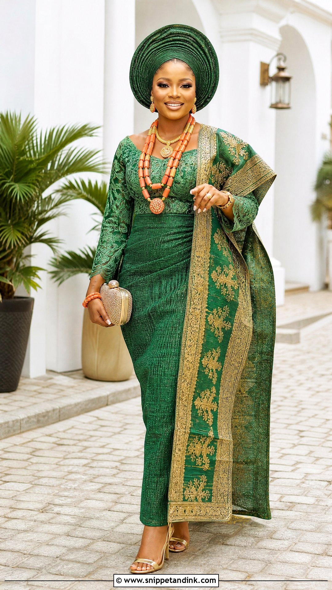 Emerald Green Yoruba Bridal Attire - Snippet and Ink - 25 Yoruba Bride Traditional Attire Ideas