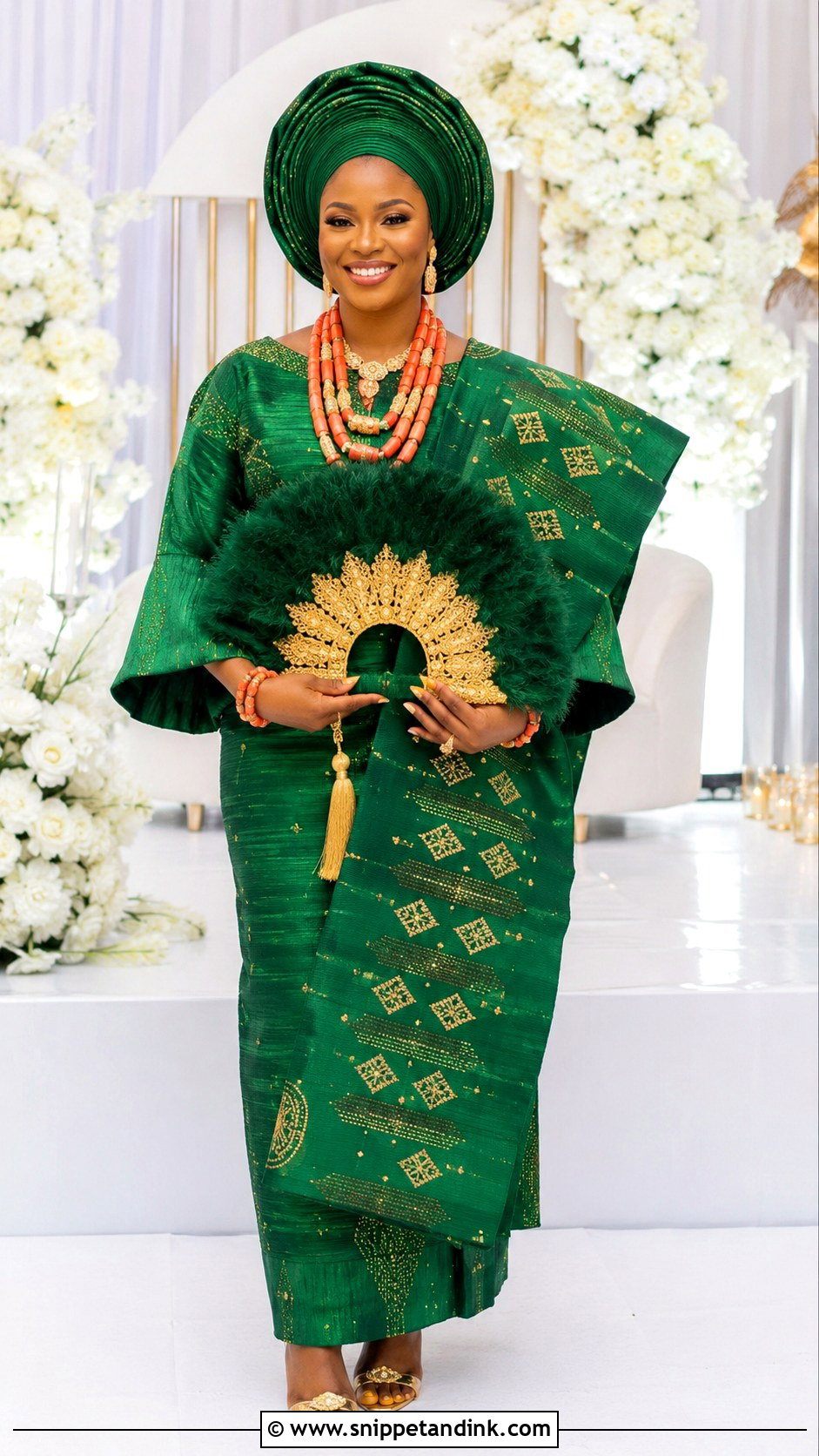 Emerald Green Yoruba Bride Attire - Snippet and Ink - 25 Yoruba Traditional Wedding Attire for Bride Ideas