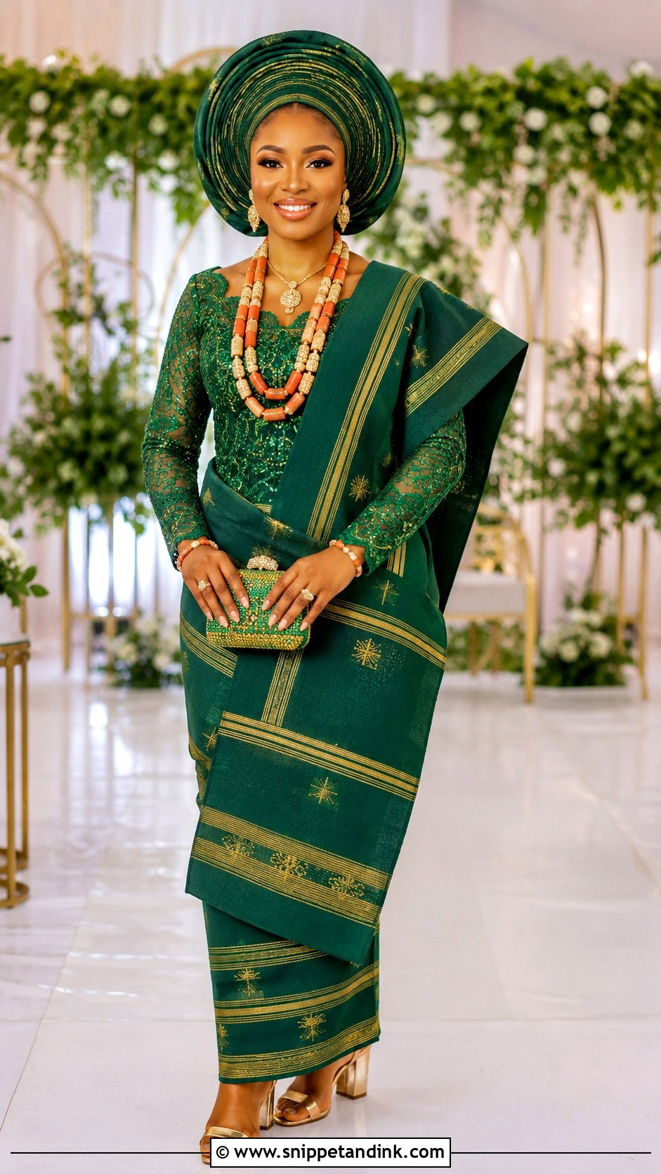 Emerald Green Yoruba Wedding Dress - Snippet and Ink - 20 Yoruba Wedding Dress Ideas