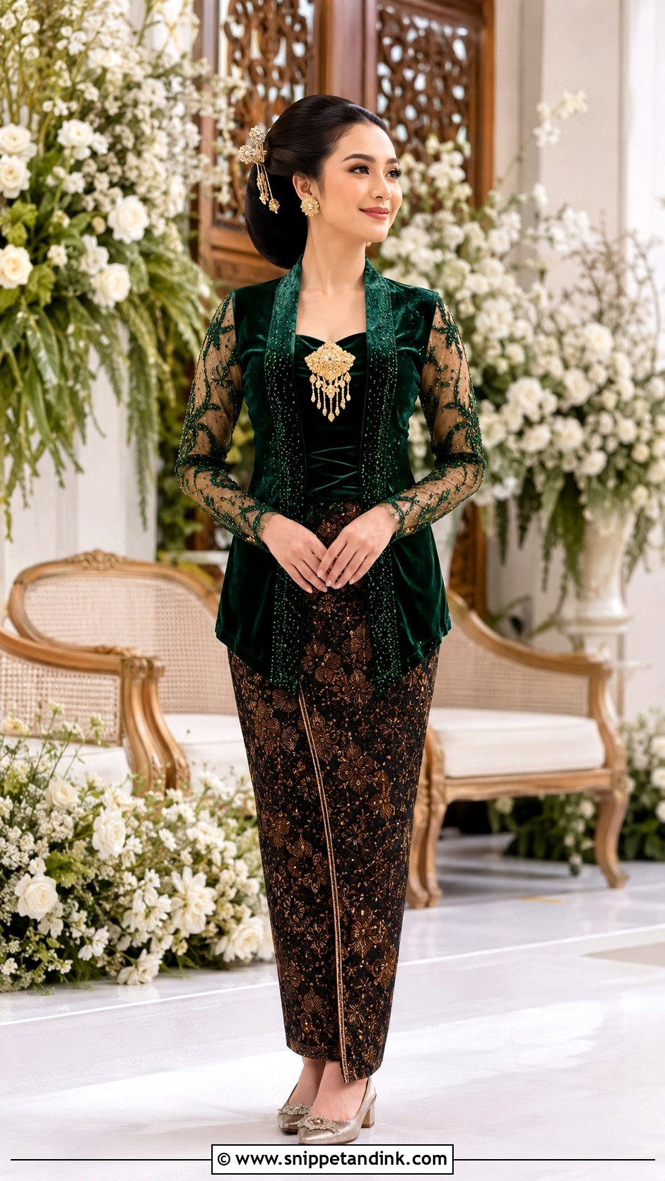 Emerald Javanese Wedding Kebaya - Snippet and Ink - 20 Javanese Wedding Outfit Ideas