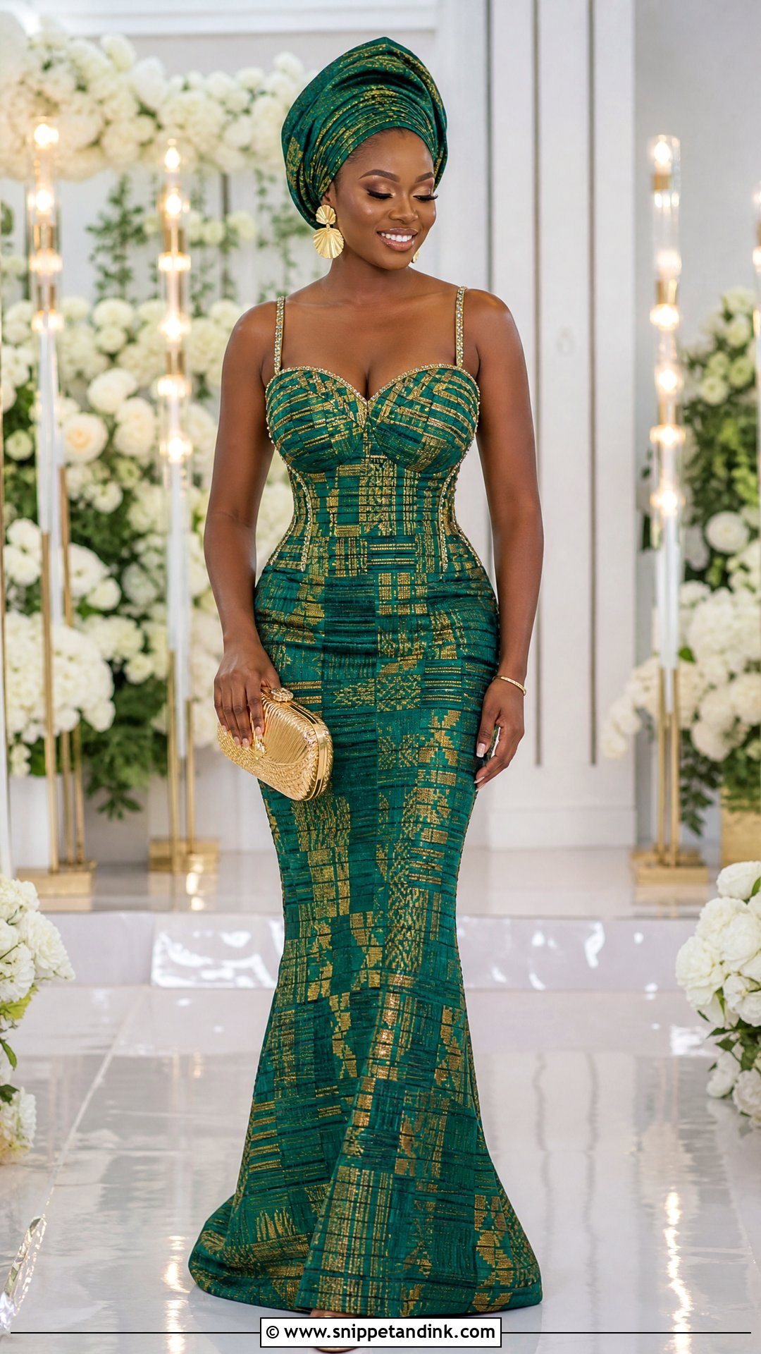 Emerald Kente Ghana Wedding Dress - Snippet and Ink - 25 Ghana Wedding Dress Ideas