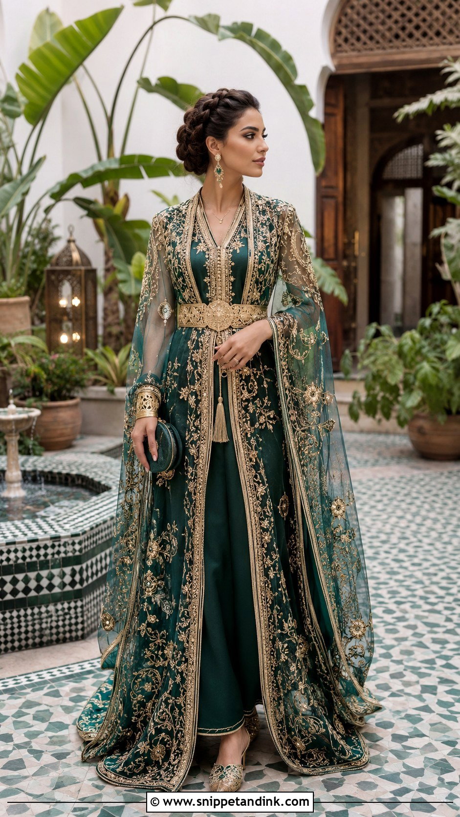 Emerald Moroccan Wedding Takchita - Snippet and Ink - 20 Morocco Wedding Dress Ideas