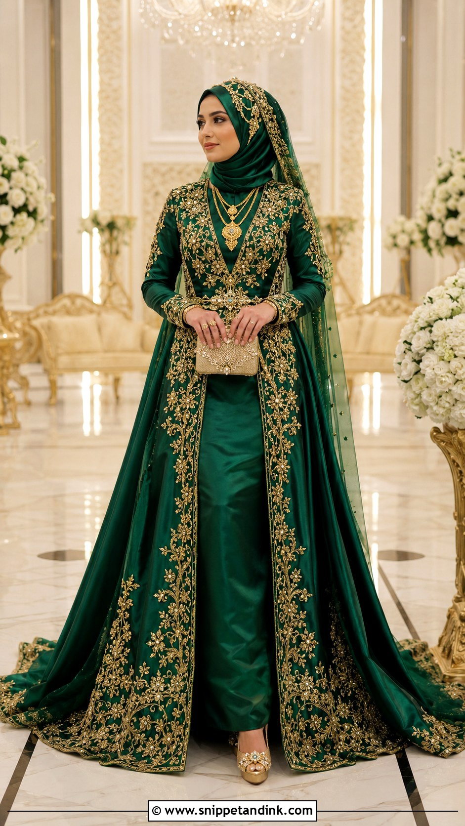 Emerald Muslim Bridal Dress - Snippet and Ink - 30 Muslim Bridal Dress Ideas