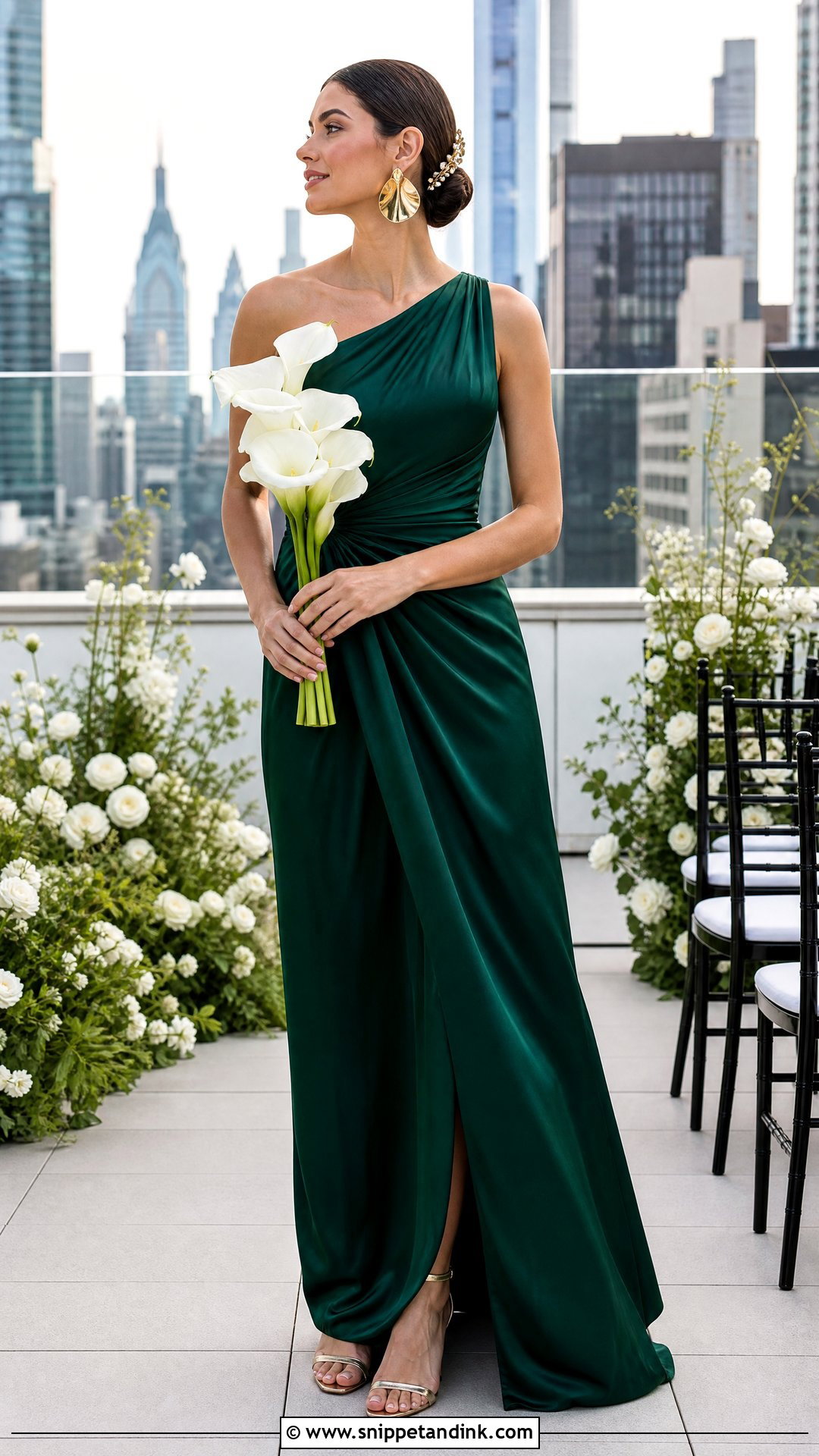 Emerald One Shoulder Wedding Dress - Snippet and Ink - 25 Emerald Wedding Dress Ideas