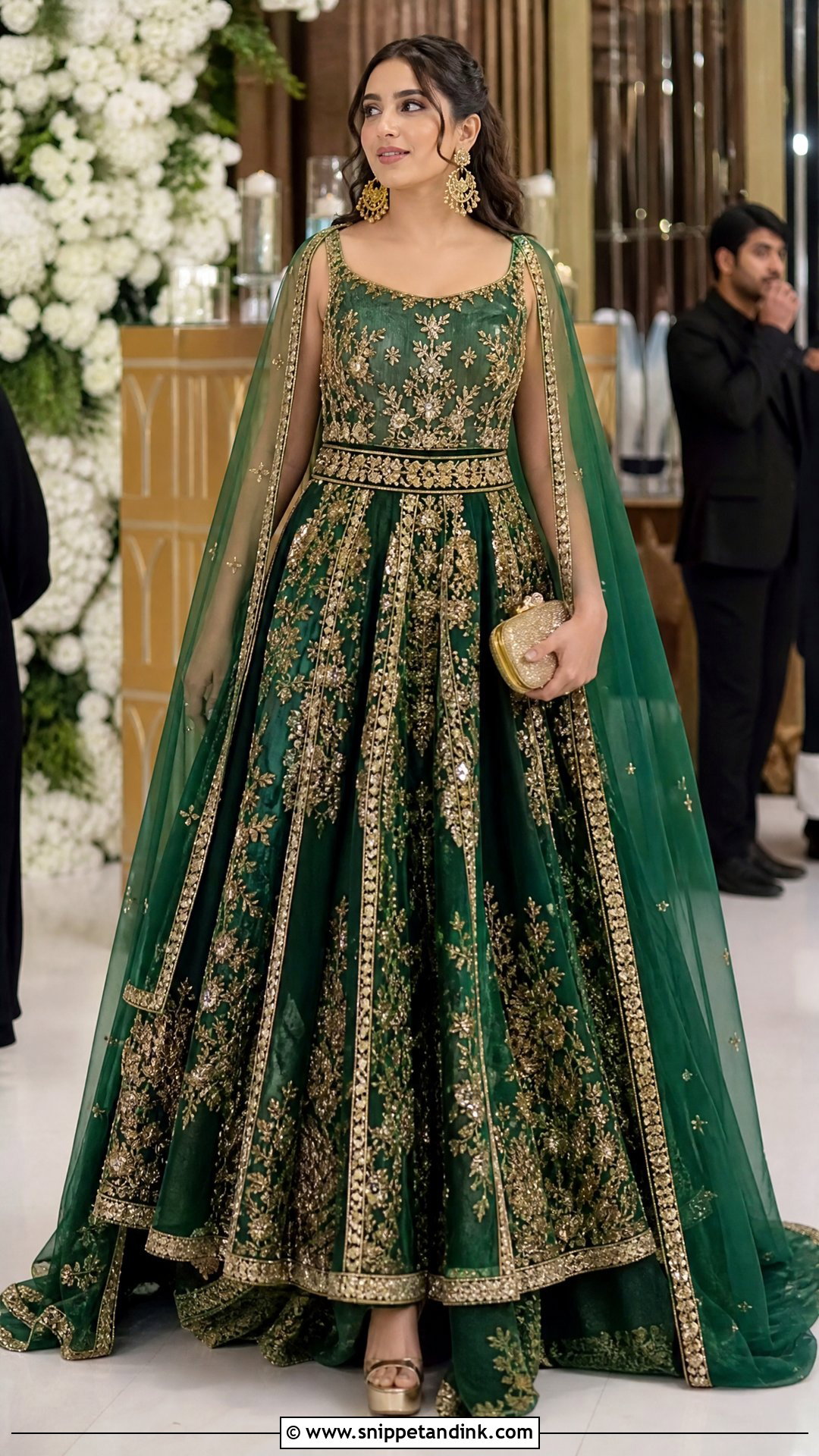 Emerald Pakistani Maxi With Trail - Snippet and Ink - 20 Pakistani Maxi Designs for Wedding