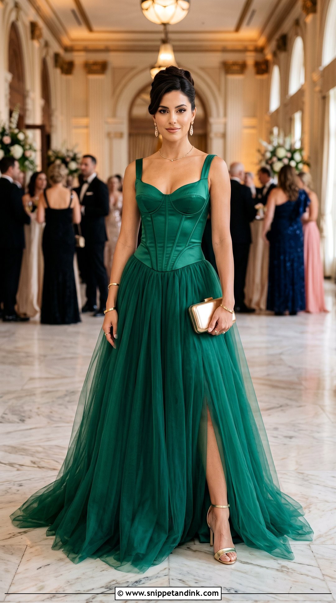 Emerald Satin Corset and Tulle Gown - Snippet and Ink - 20 Satin and Tulle Dress Ideas