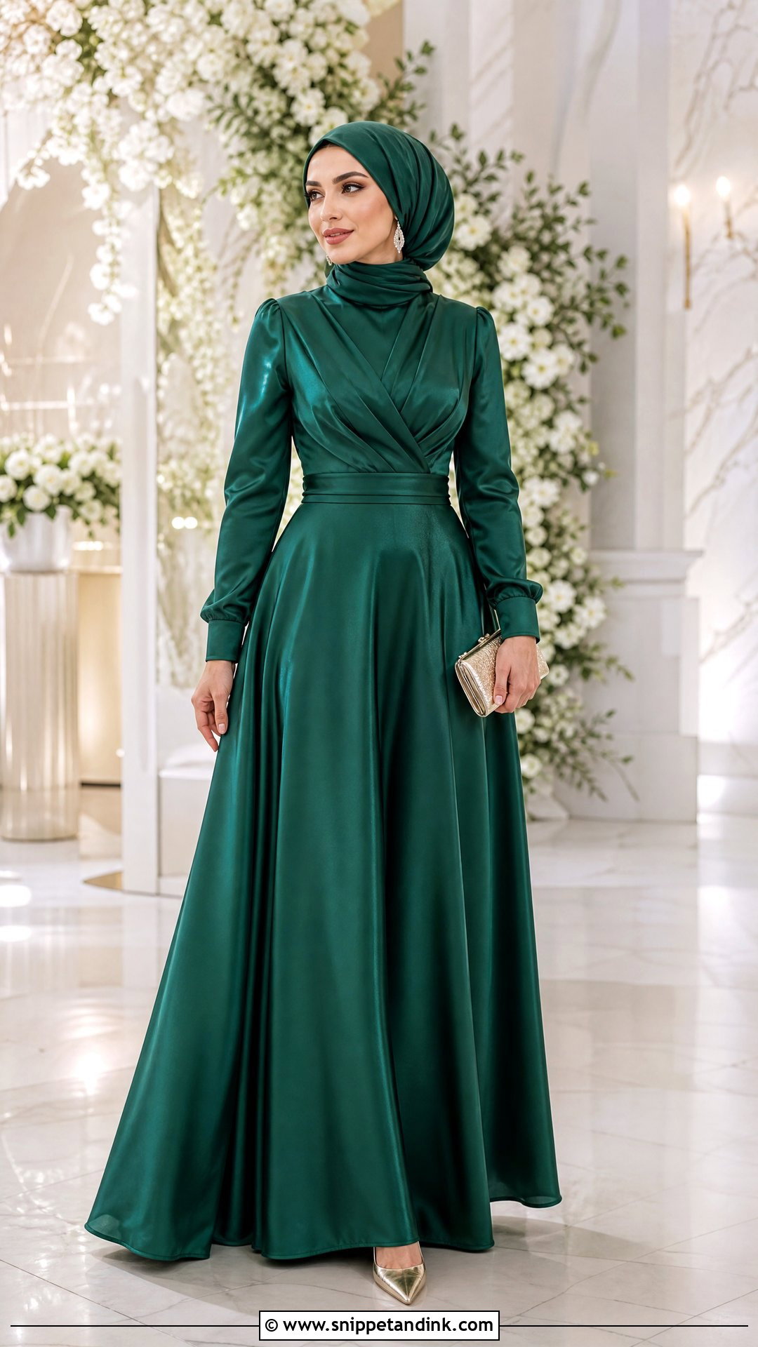 Emerald Satin Hijab Formal Dress - Snippet and Ink - 25 Hijab Formal Dress Ideas