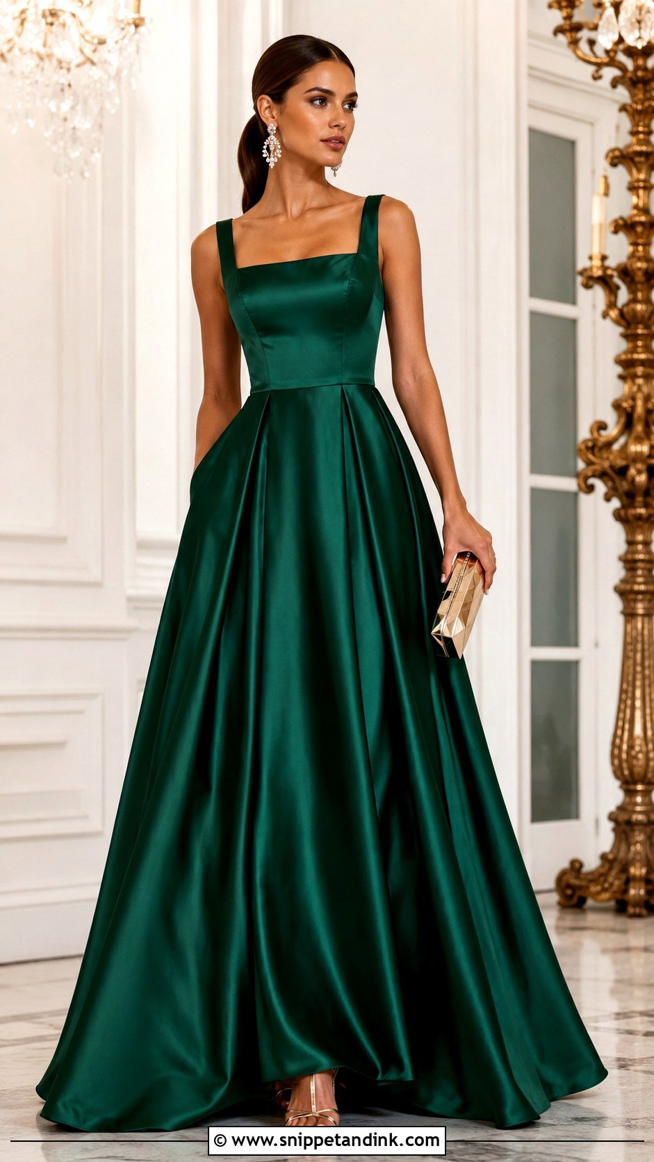 Emerald Satin Princess Gown - Snippet and Ink - 20 Gowns Princess