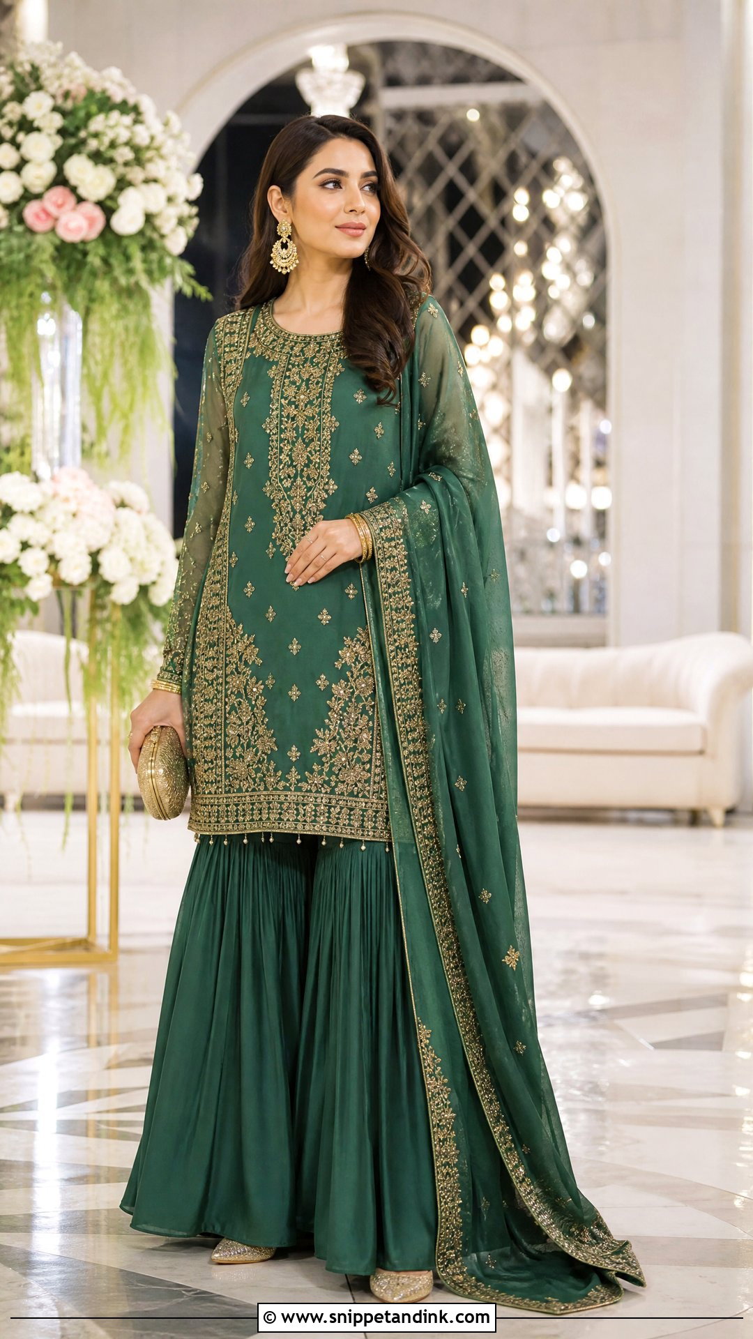 Emerald Sharara Pakistani Wedding Suit - Snippet and Ink - 20 Pakistani Wedding Suits