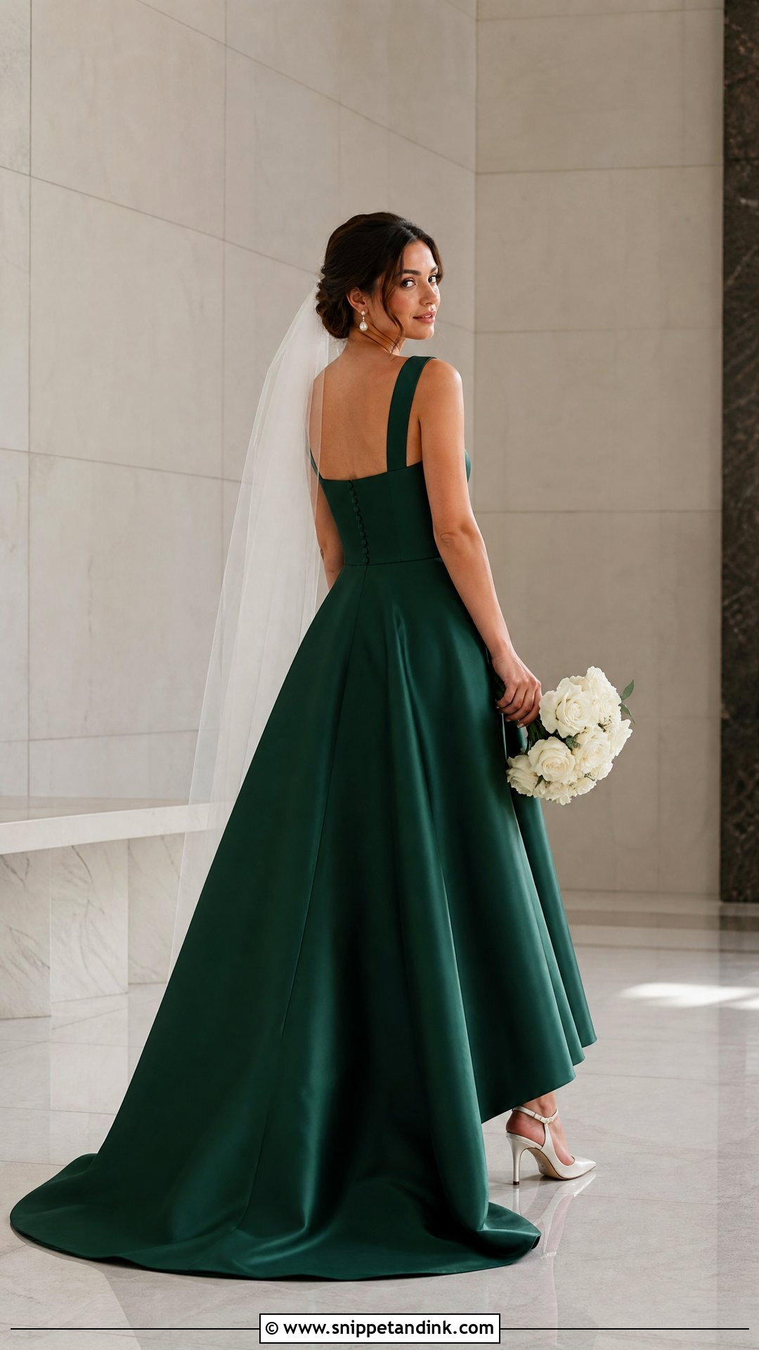 Emerald Square Neck Wedding Dress - Snippet and Ink - 25 Emerald Wedding Dress Ideas