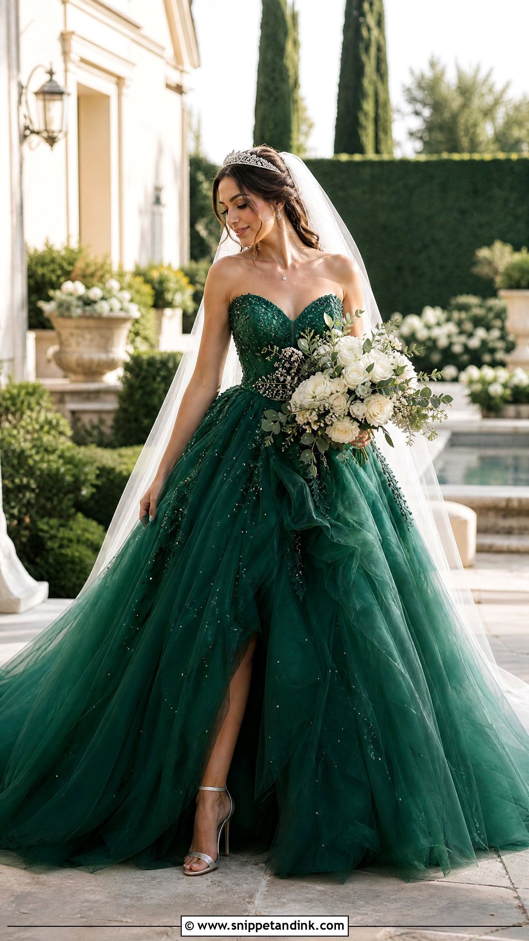 Emerald Tulle Princess Wedding Dress - Snippet and Ink - 25 Emerald Wedding Dress Ideas