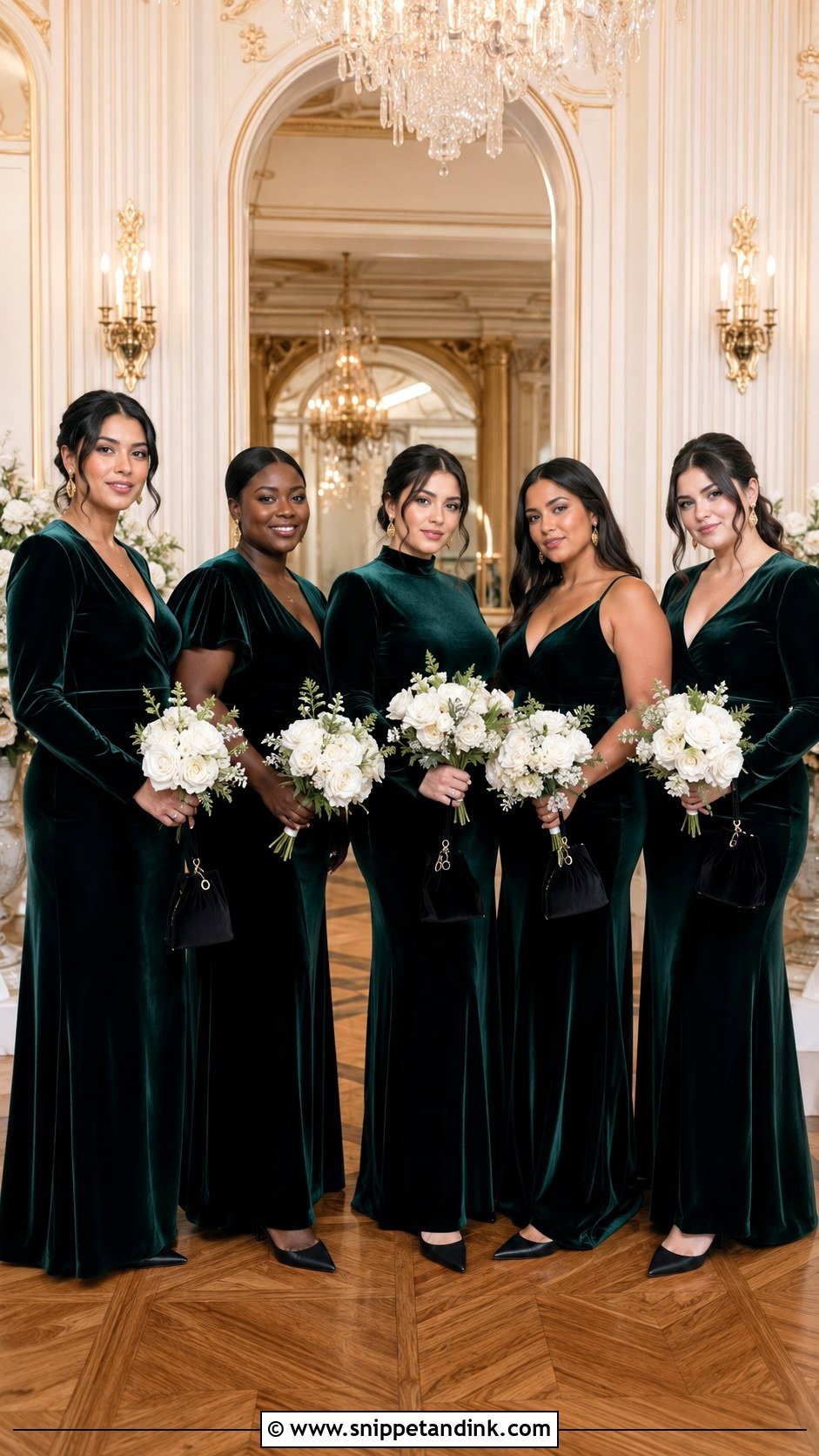 Emerald Velvet Bridal Party Attire - Snippet and Ink - 20 Fall Bridal Party Attire Ideas