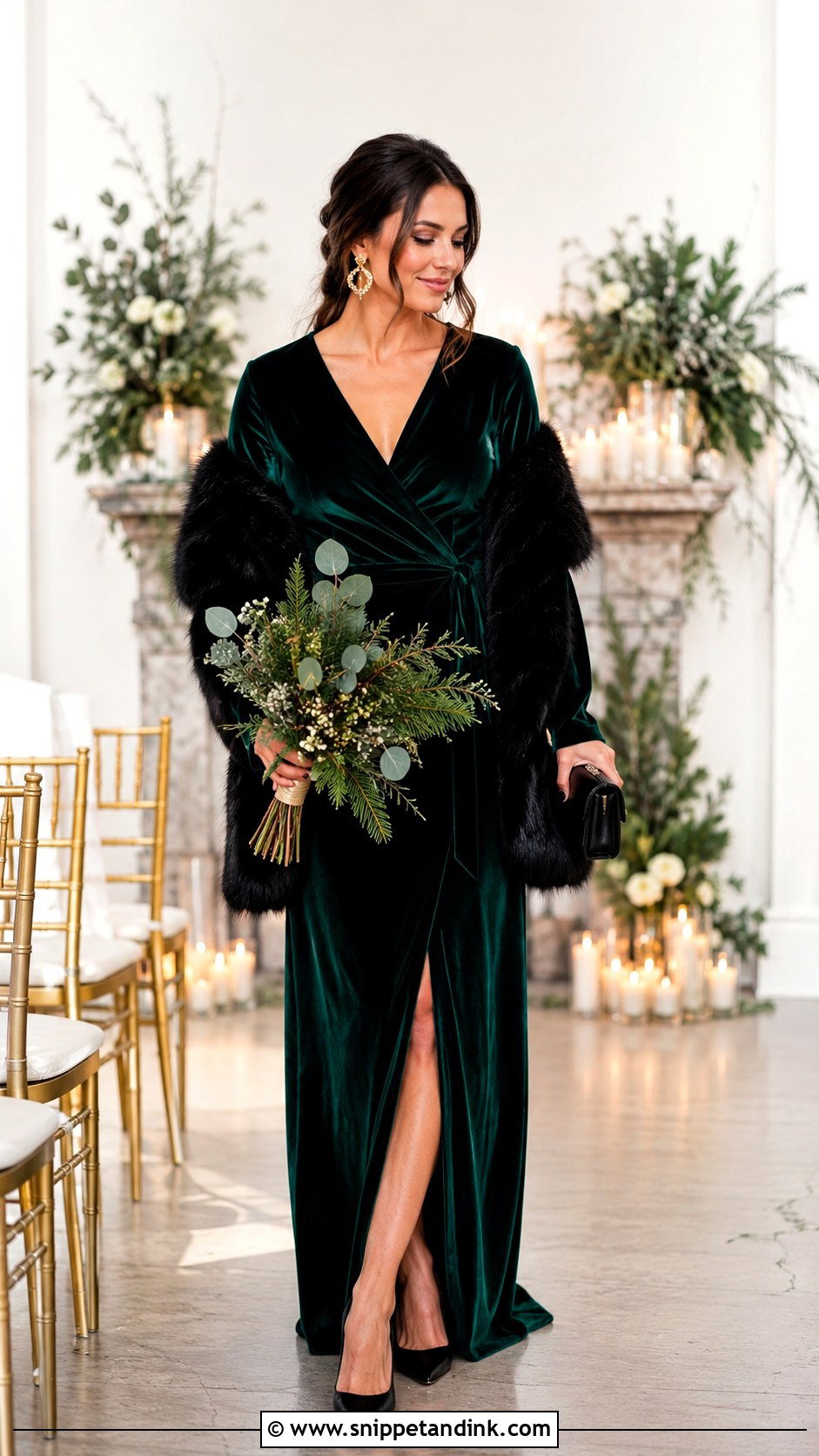 Emerald Velvet Bridal Party Dress - Snippet and Ink - 20 Bridal Party Outfit Ideas