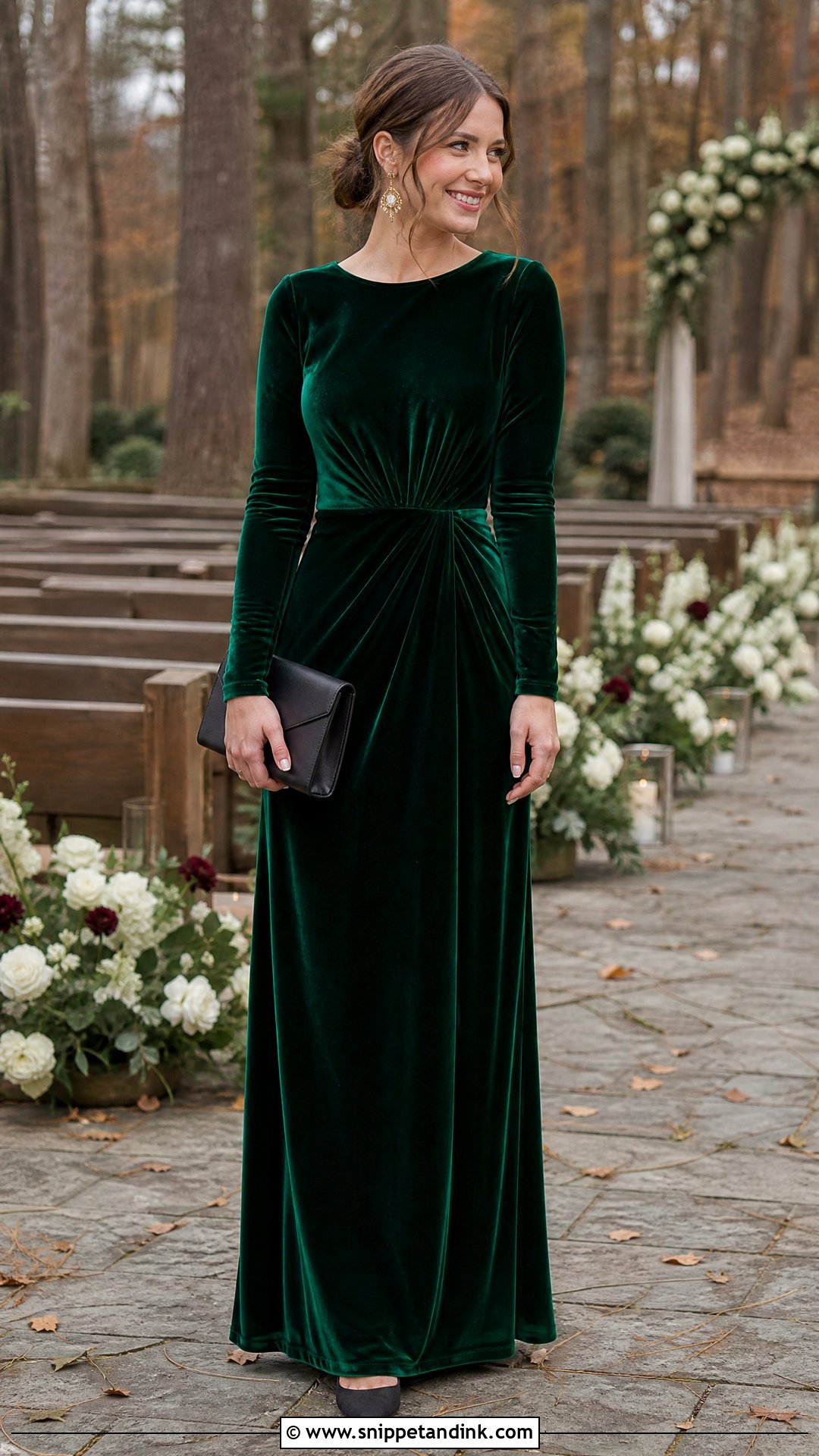 Emerald Velvet Fall Bridesmaid Dress - Snippet and Ink - 20 Fall Wedding Party Attire Ideas