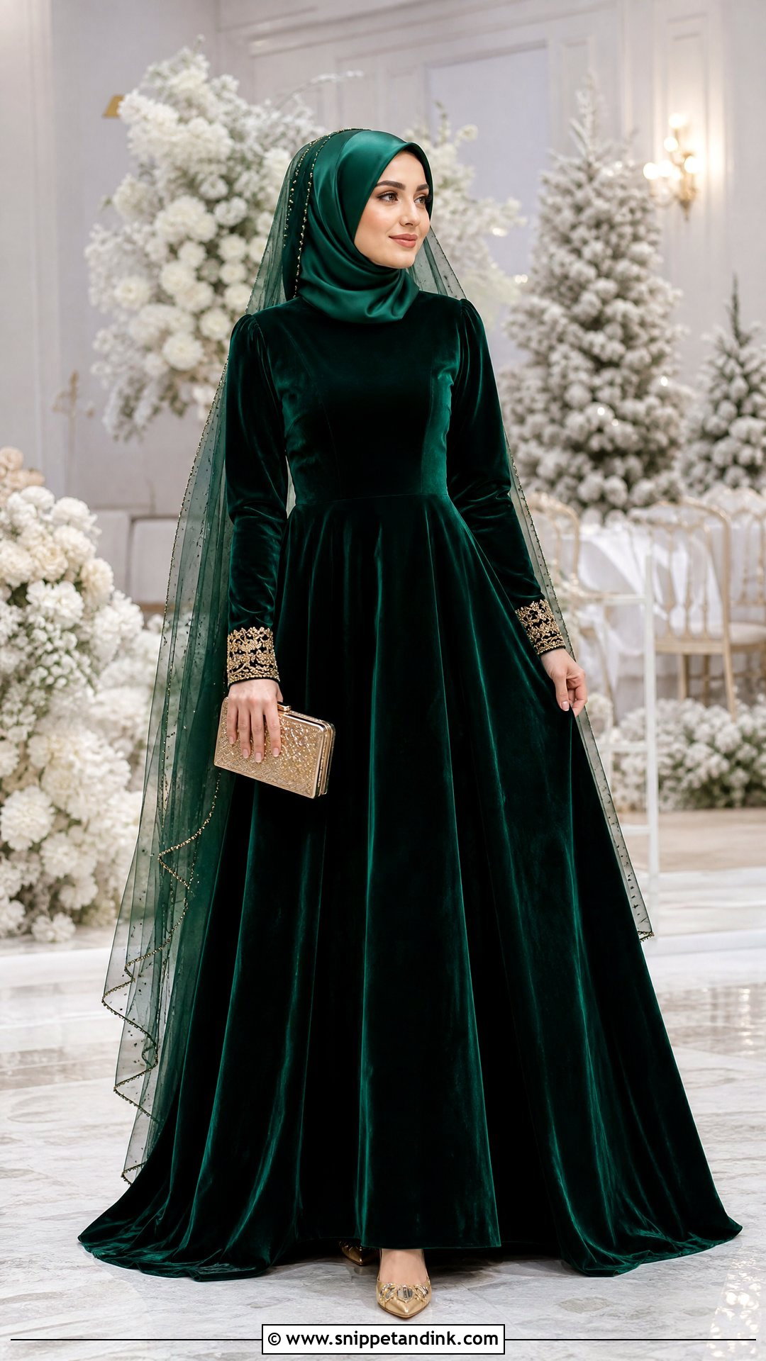 Emerald Velvet Muslim Wedding Dress - Snippet and Ink - 20 Islam Wedding Dress Ideas